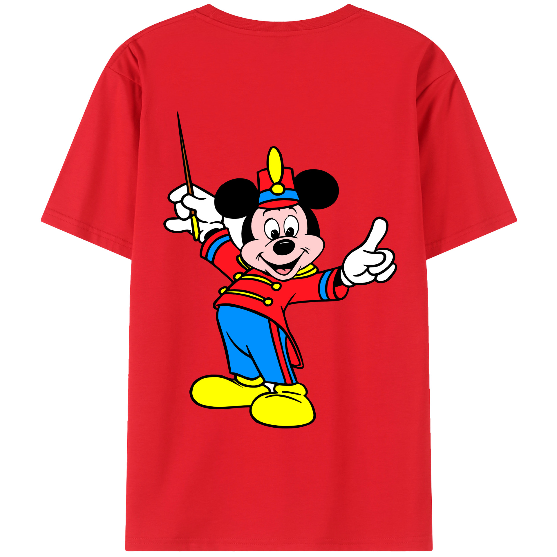 ミッキーマウス Mickey Mouse 綿100％ メンズ半袖Tシャツ（バックプリント） 通気性