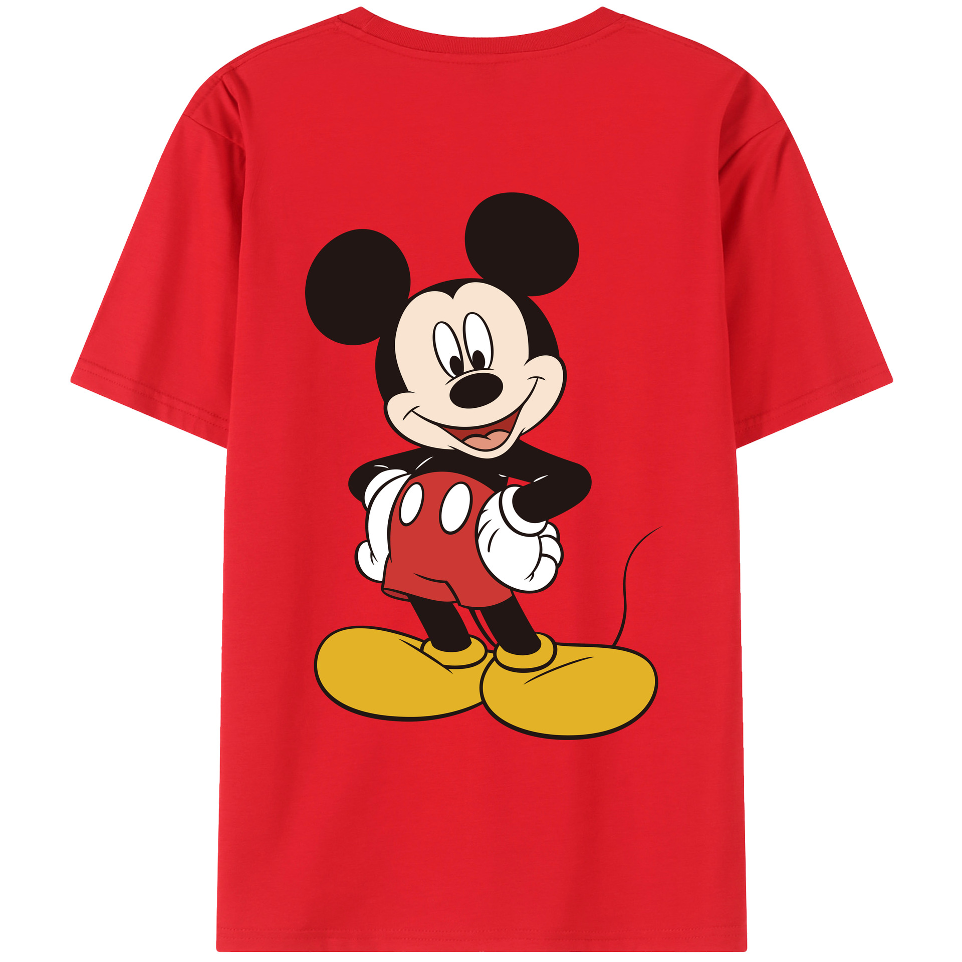 ミッキーマウス Mickey Mouse 綿100％ メンズ半袖Tシャツ（バックプリント） 通気性
