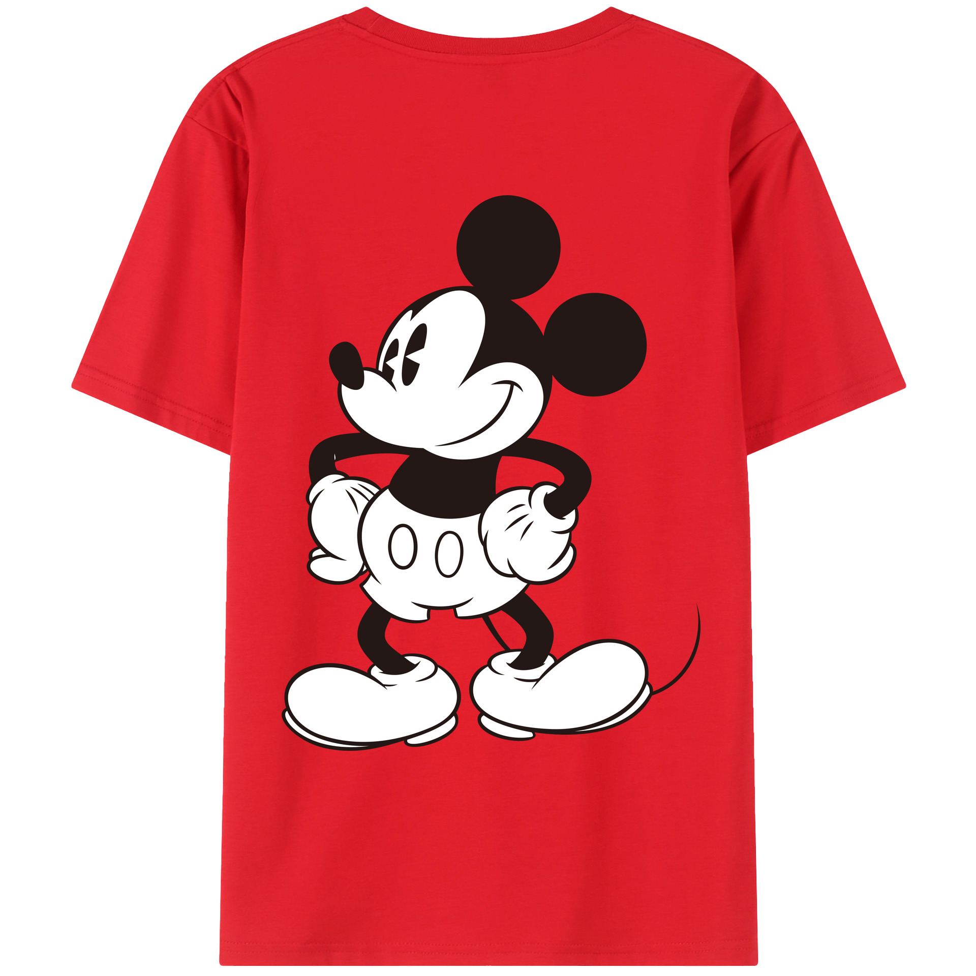 ミッキーマウス Mickey Mouse 綿100％ メンズ半袖Tシャツ（バックプリント） 通気性