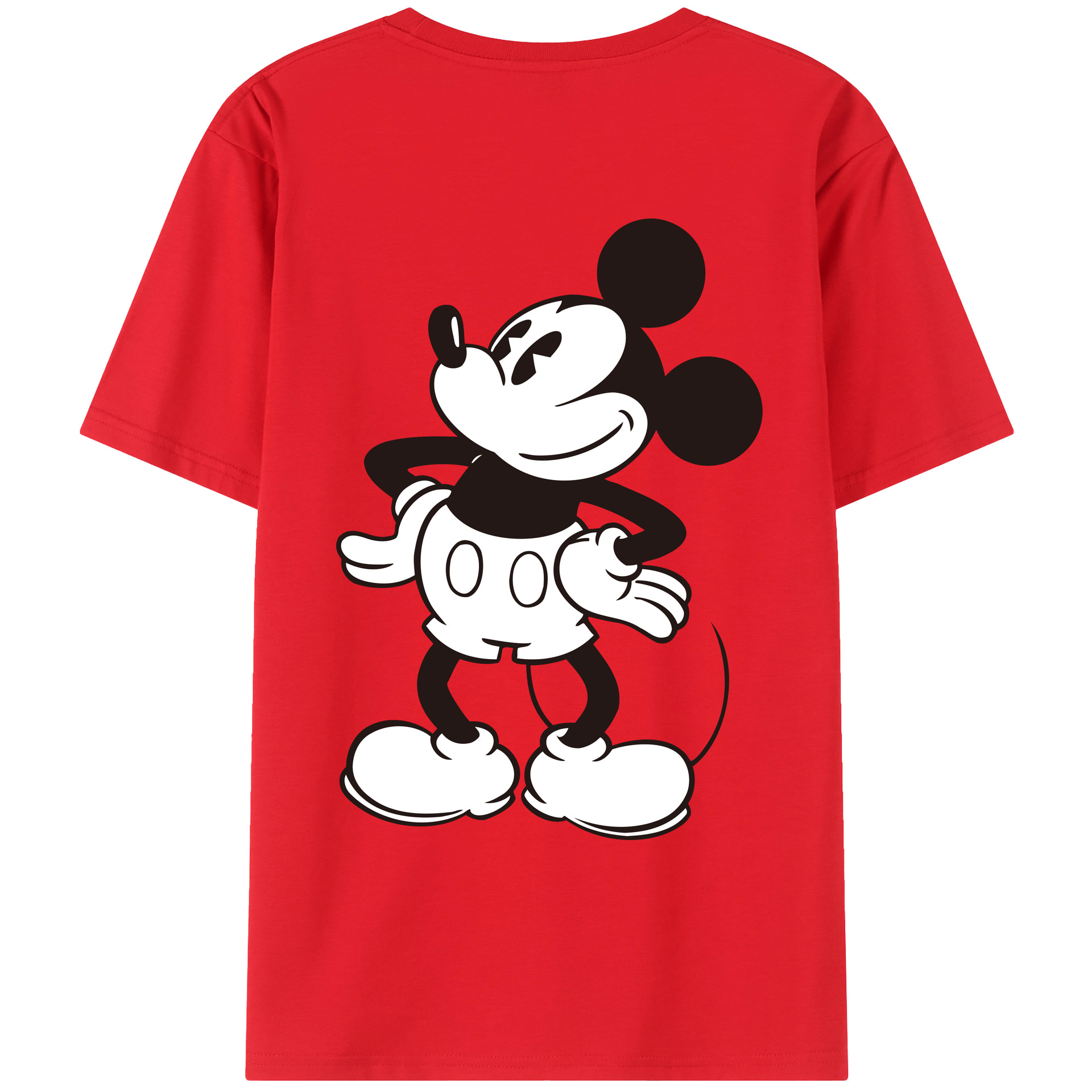 ミッキーマウス Mickey Mouse 綿100％ メンズ半袖Tシャツ（バックプリント） 通気性