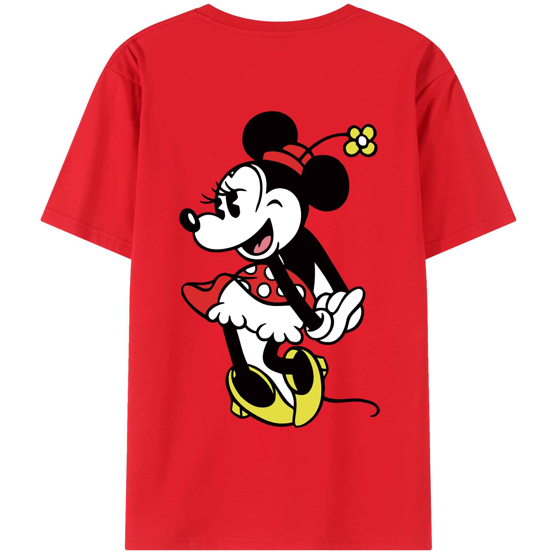 ミッキーマウス Mickey Mouse 綿100％ メンズ半袖Tシャツ（バックプリント） 通気性