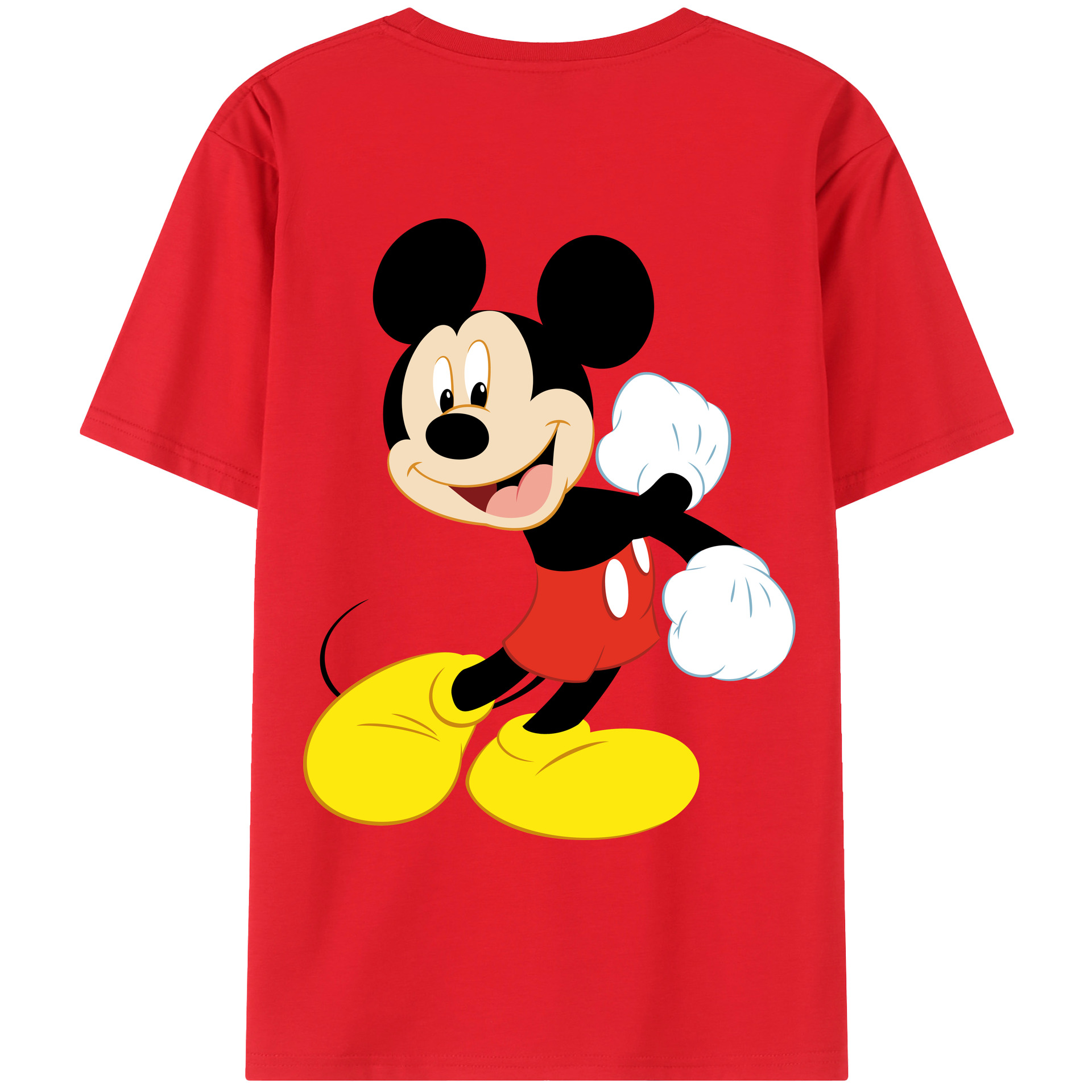 ミッキーマウス Mickey Mouse 綿100％ メンズ半袖Tシャツ（バックプリント） 通気性