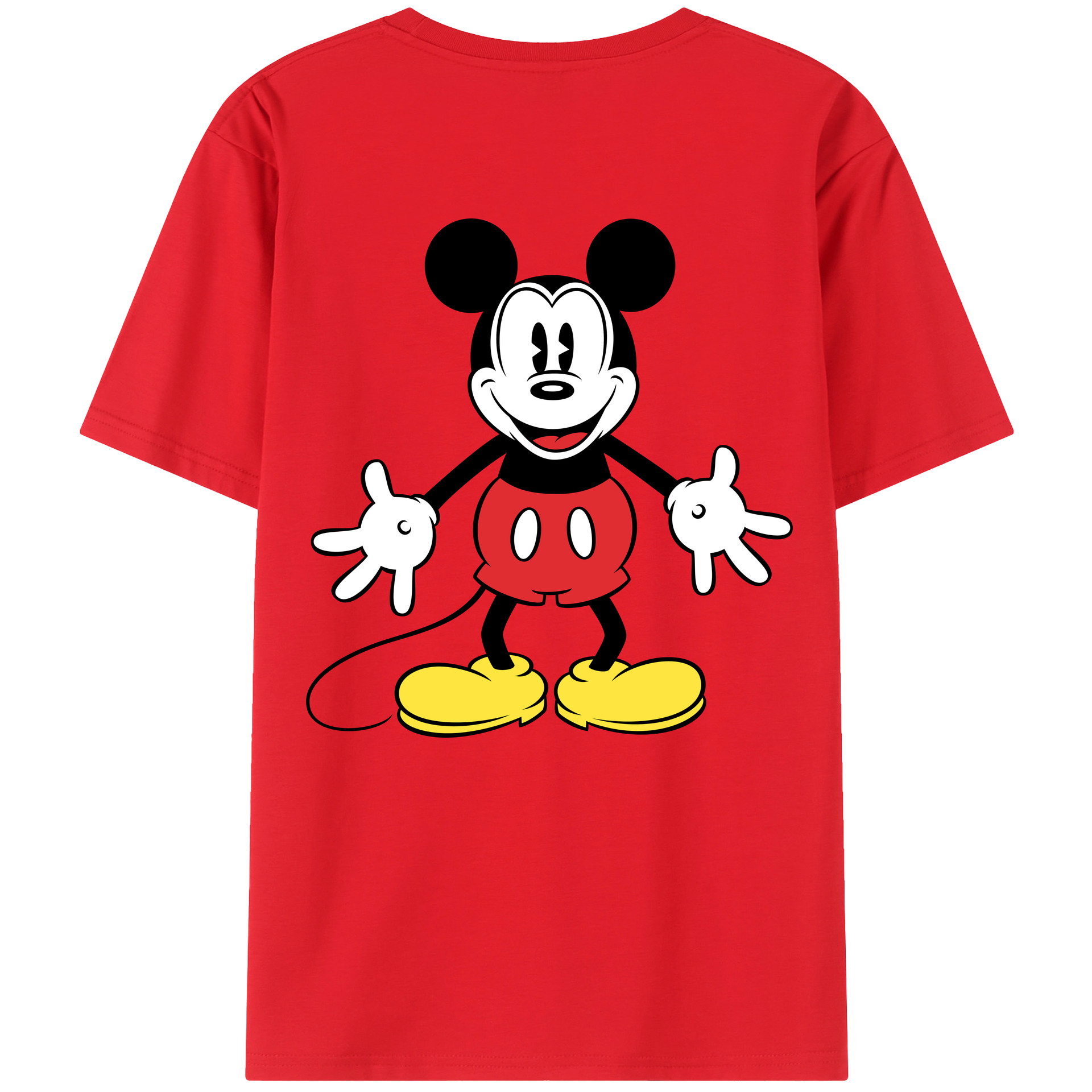 ミッキーマウス Mickey Mouse 綿100％ メンズ半袖Tシャツ（バックプリント） 通気性
