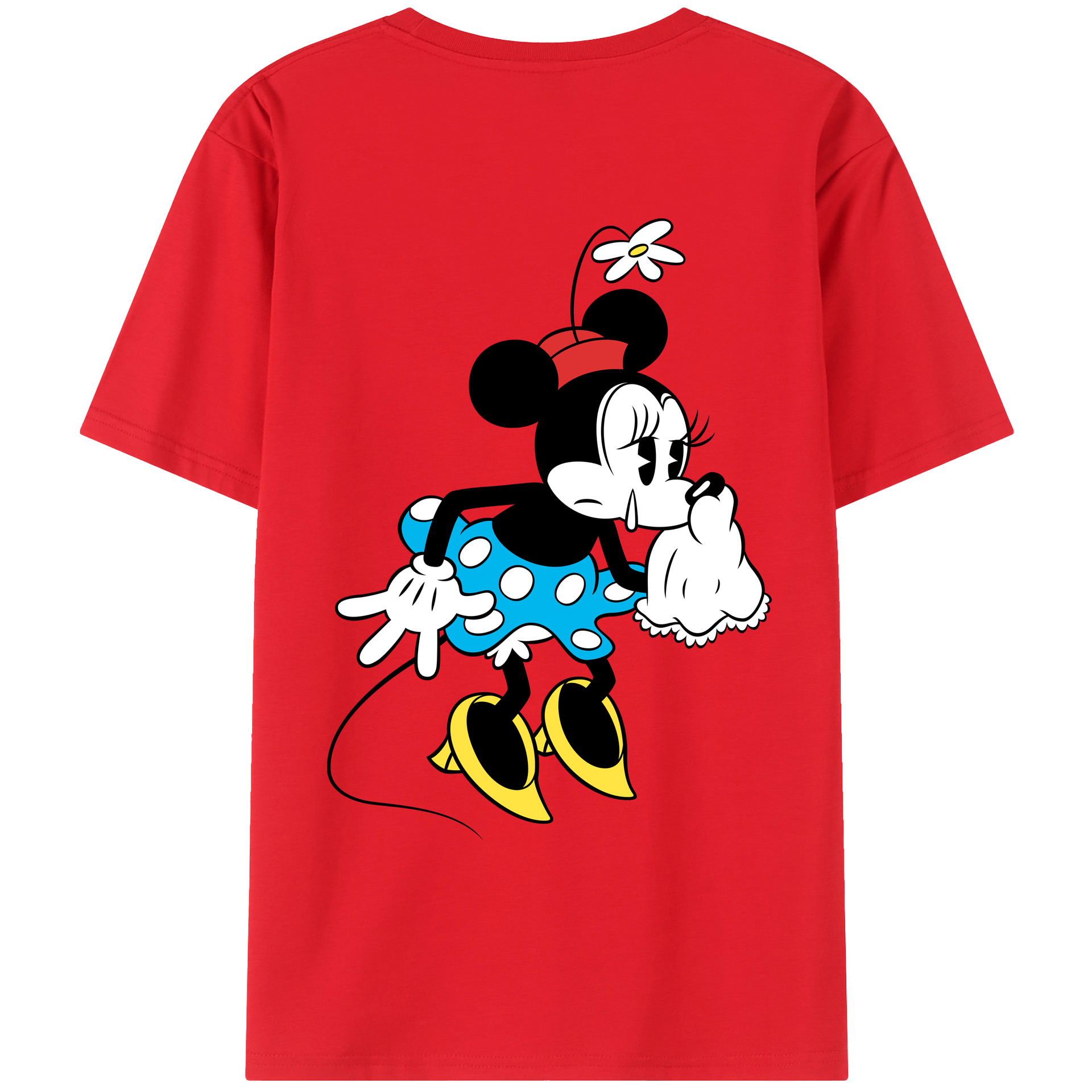 ミッキーマウス Mickey Mouse 綿100％ メンズ半袖Tシャツ（バックプリント） 通気性