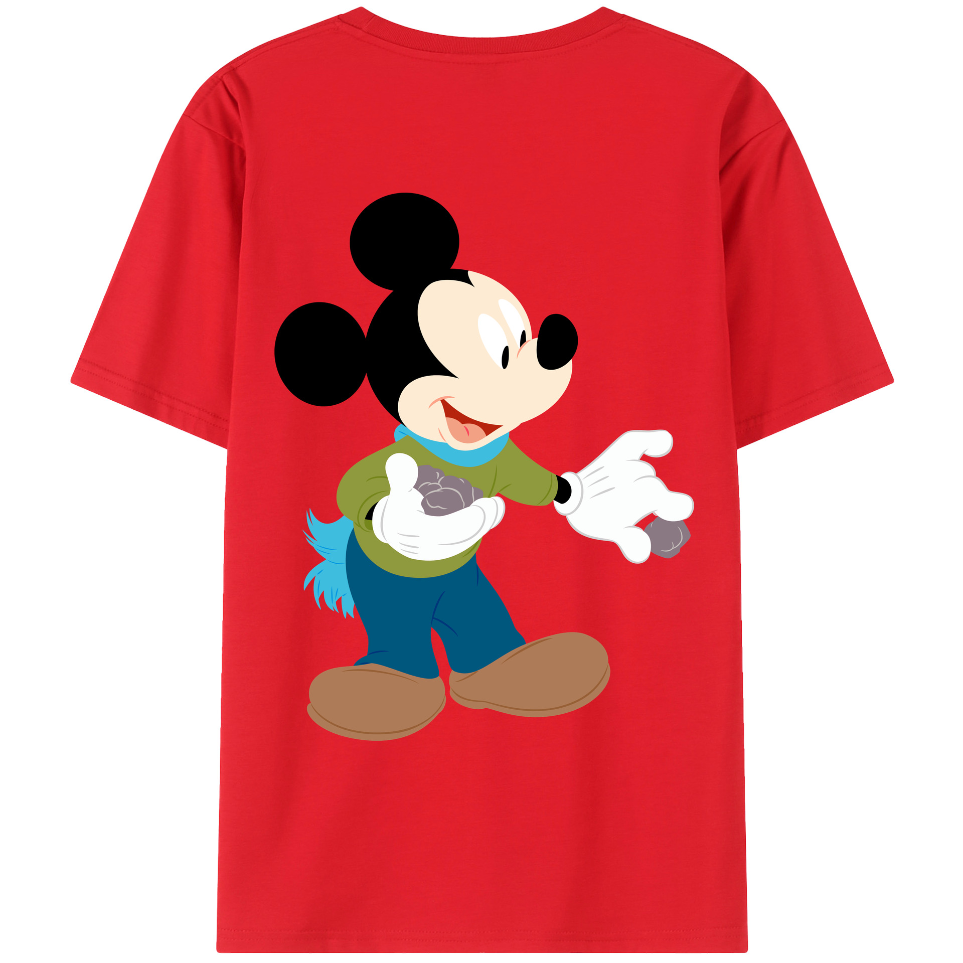 ミッキーマウス Mickey Mouse 綿100％ メンズ半袖Tシャツ（バックプリント） 通気性