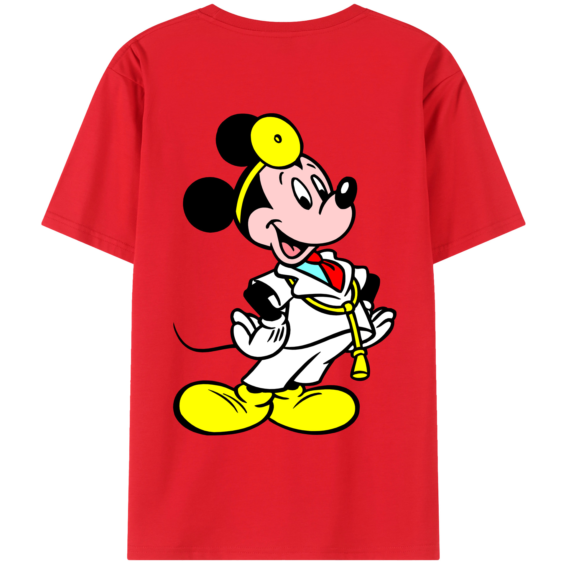 ミッキーマウス Mickey Mouse 綿100％ メンズ半袖Tシャツ（バックプリント） 通気性