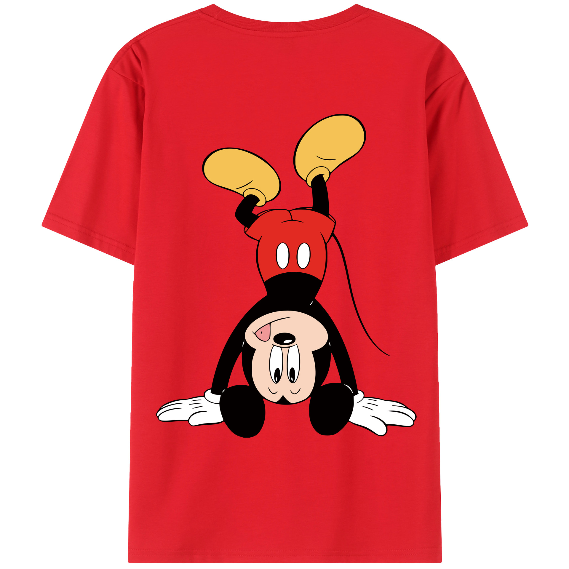 ミッキーマウス Mickey Mouse 綿100％ メンズ半袖Tシャツ（バックプリント） 通気性