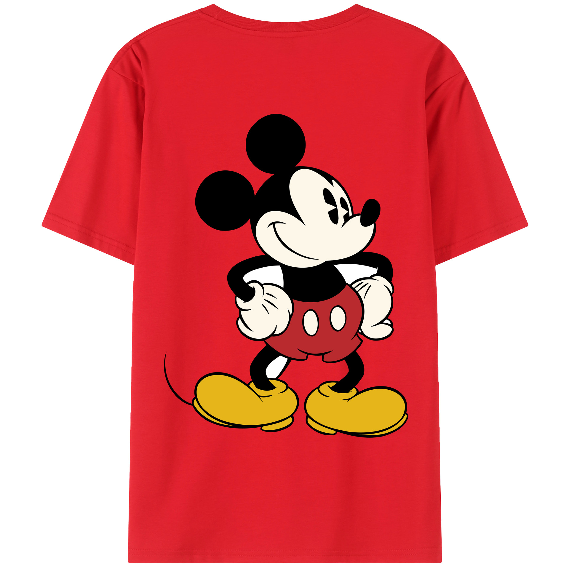ミッキーマウス Mickey Mouse 綿100％ メンズ半袖Tシャツ（バックプリント） 通気性