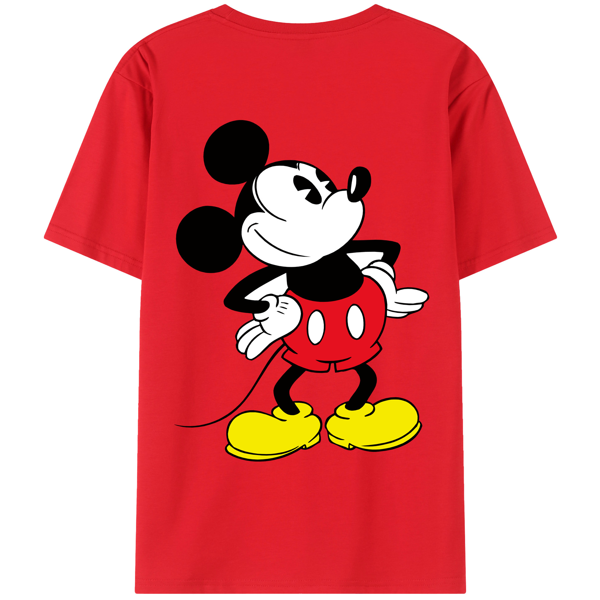 ミッキーマウス Mickey Mouse 綿100％ メンズ半袖Tシャツ（バックプリント） 通気性