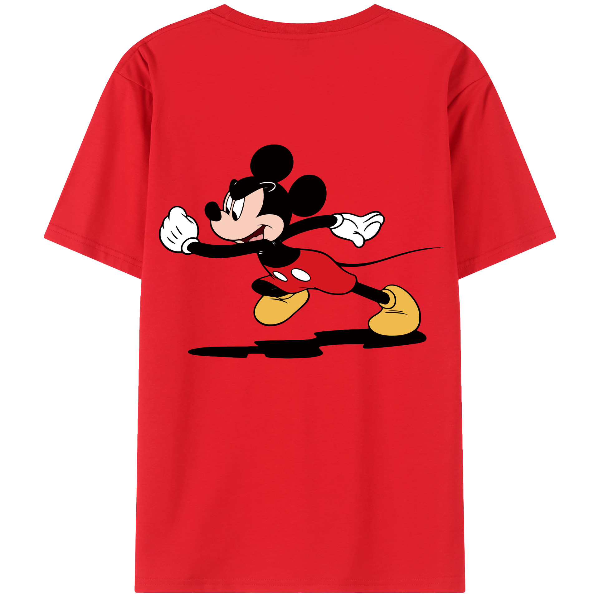 ミッキーマウス Mickey Mouse 綿100％ メンズ半袖Tシャツ（バックプリント） 通気性