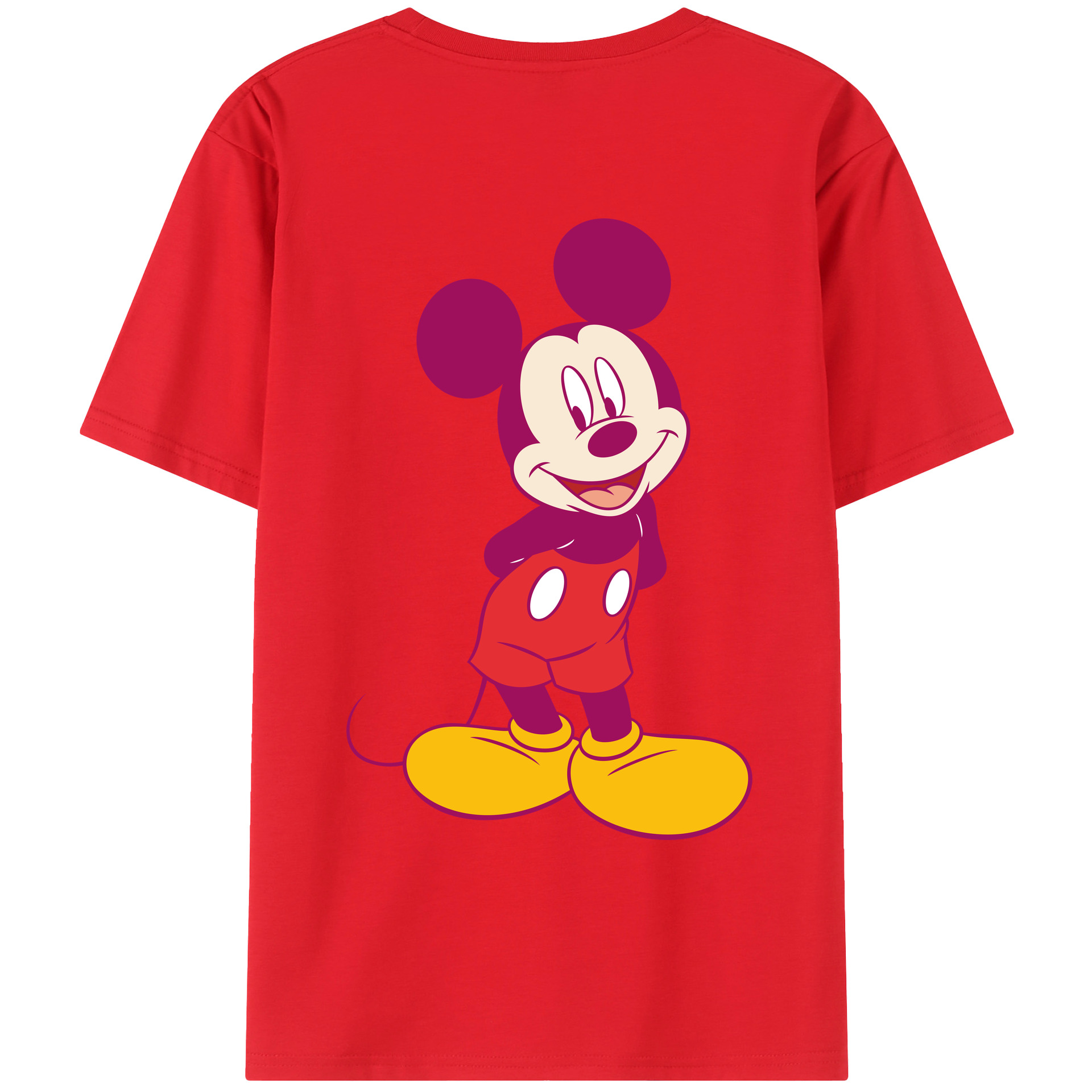ミッキーマウス Mickey Mouse 綿100％ メンズ半袖Tシャツ（バックプリント） 通気性