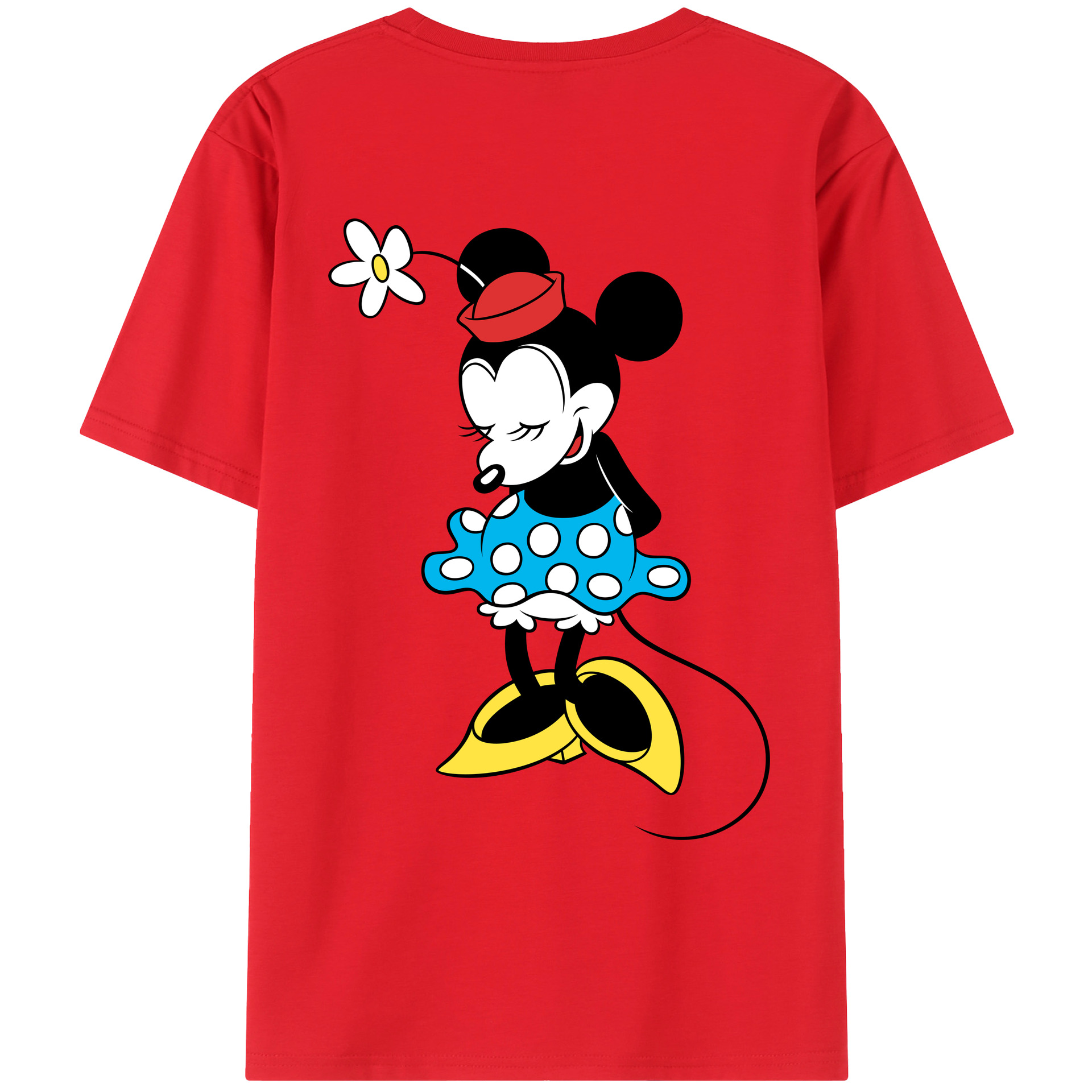 ミッキーマウス Mickey Mouse 綿100％ メンズ半袖Tシャツ（バックプリント） 通気性