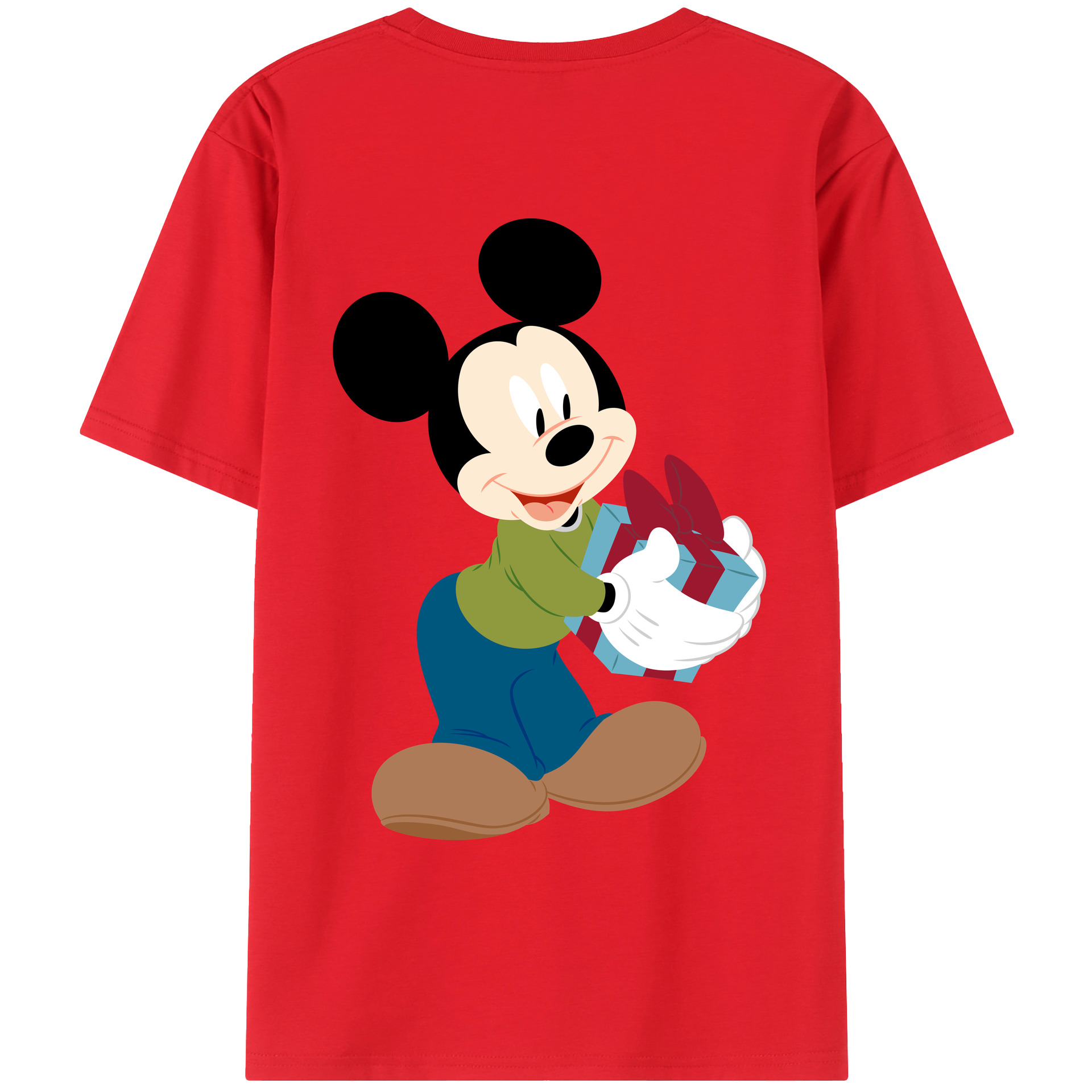ミッキーマウス Mickey Mouse 綿100％ メンズ半袖Tシャツ（バックプリント） 通気性