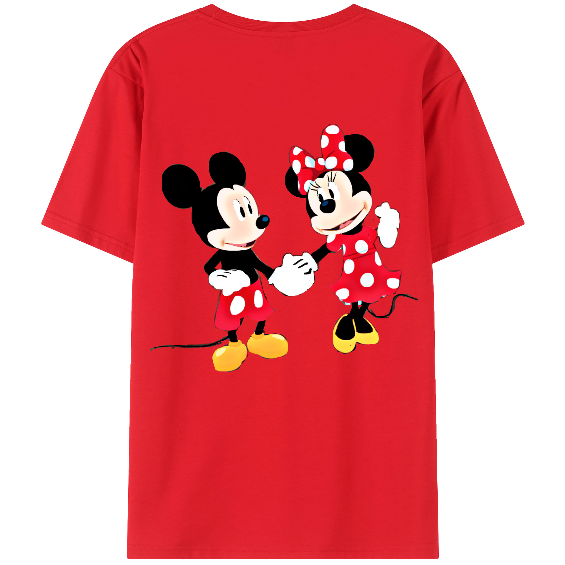 ミッキーマウス Mickey Mouse 綿100％ メンズ半袖Tシャツ（バックプリント） 通気性