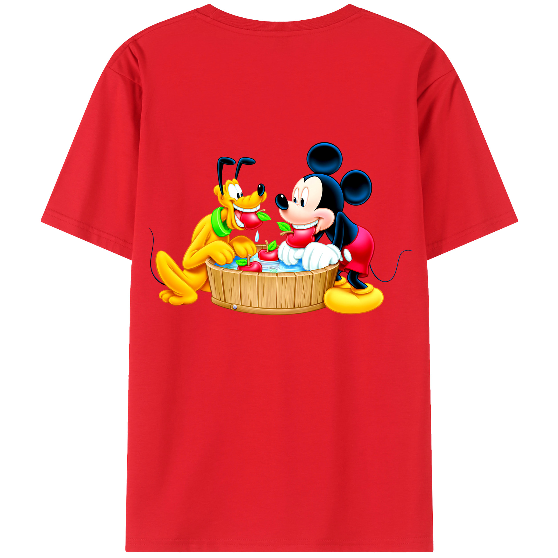 ミッキーマウス Mickey Mouse 綿100％ メンズ半袖Tシャツ（バックプリント） 通気性