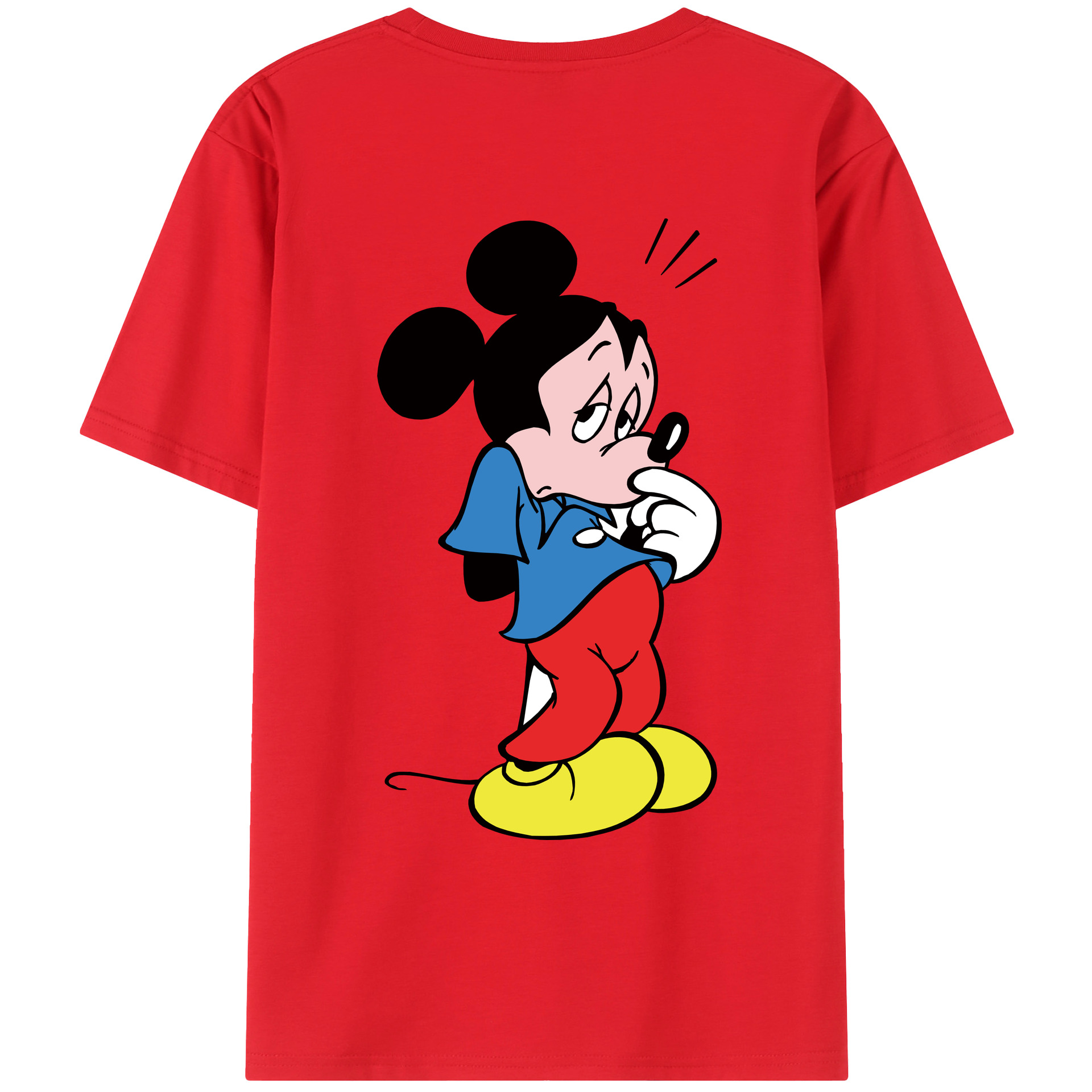 ミッキーマウス Mickey Mouse 綿100％ メンズ半袖Tシャツ（バックプリント） 通気性