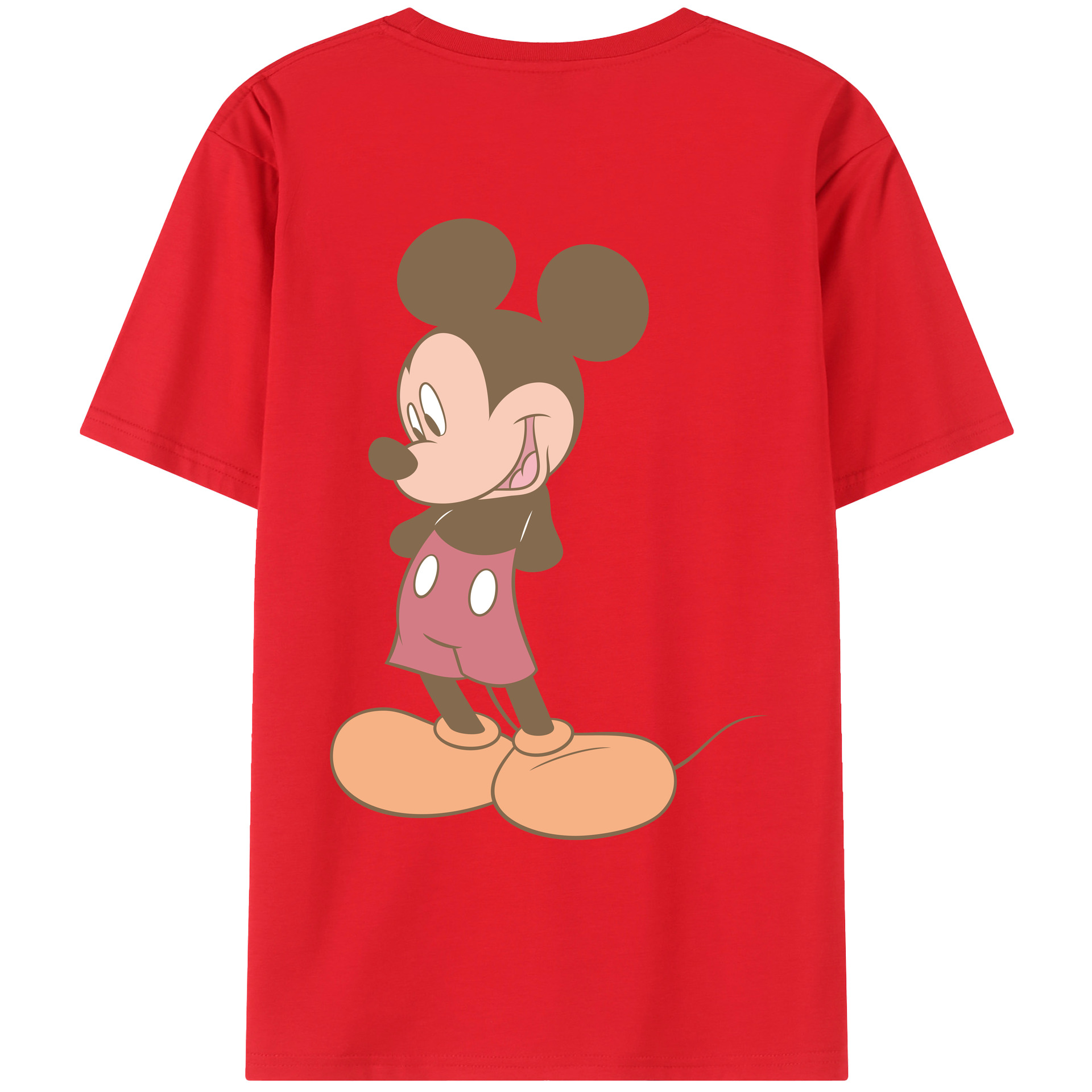 ミッキーマウス Mickey Mouse 綿100％ メンズ半袖Tシャツ（バックプリント） 通気性