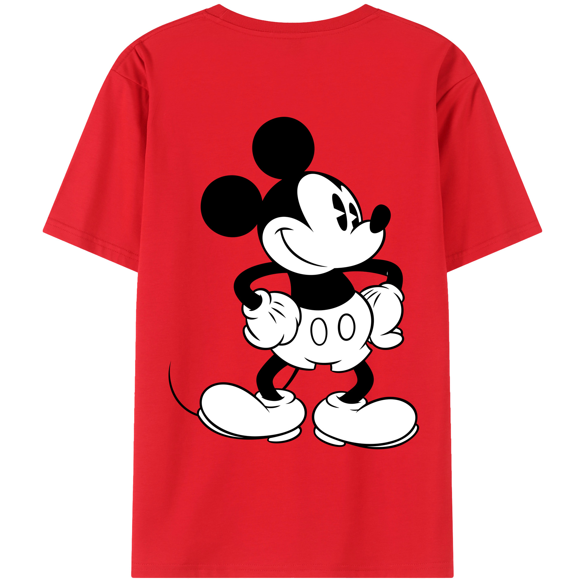 ミッキーマウス Mickey Mouse 綿100％ メンズ半袖Tシャツ（バックプリント） 通気性