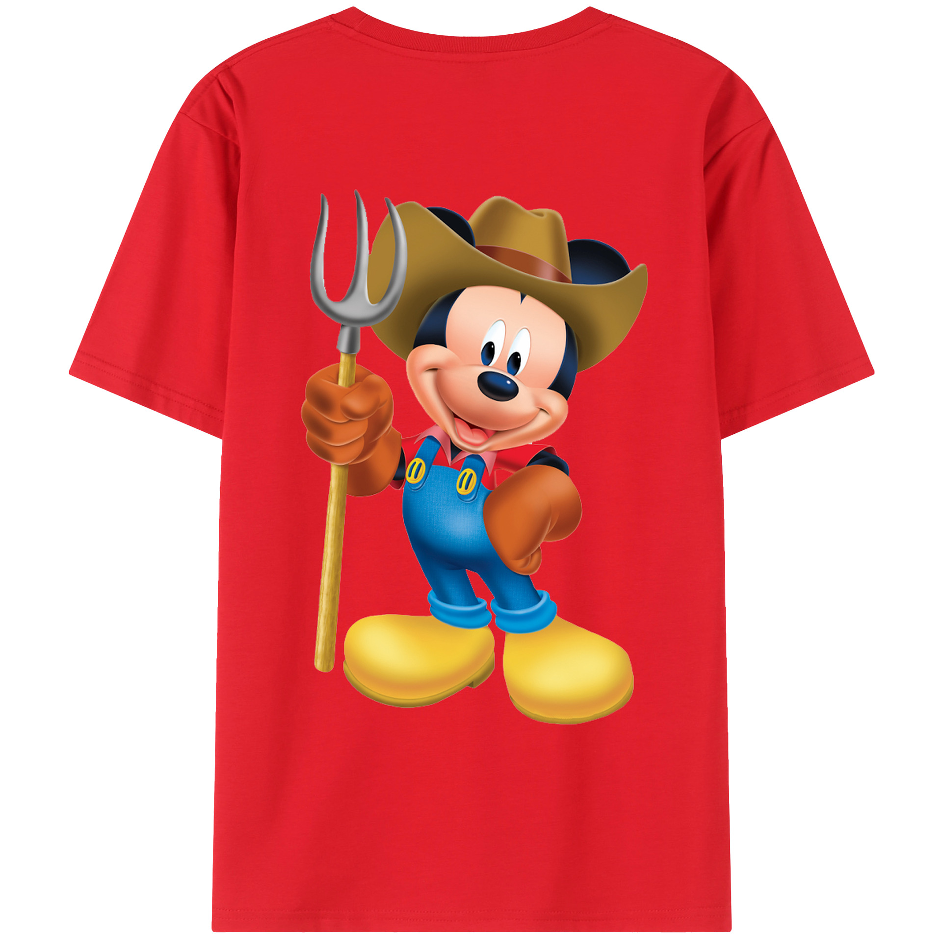 ミッキーマウス Mickey Mouse 綿100％ メンズ半袖Tシャツ（バックプリント） 通気性
