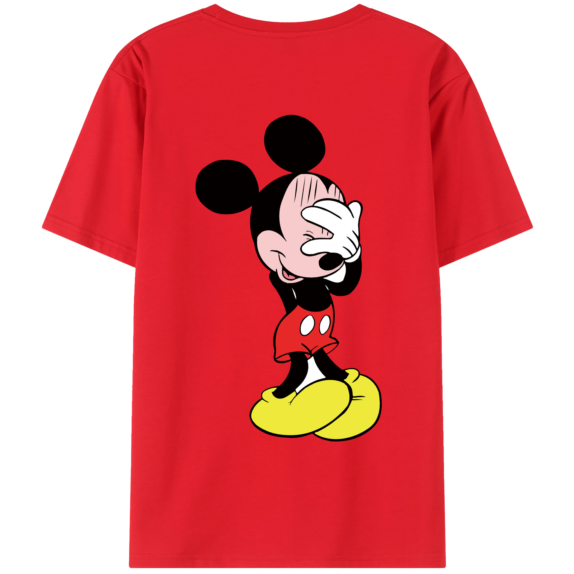 ミッキーマウス Mickey Mouse 綿100％ メンズ半袖Tシャツ（バックプリント） 通気性