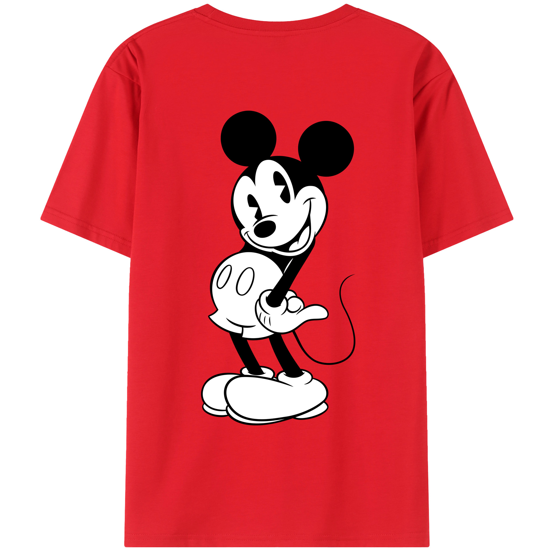 ミッキーマウス Mickey Mouse 綿100％ メンズ半袖Tシャツ（バックプリント） 通気性