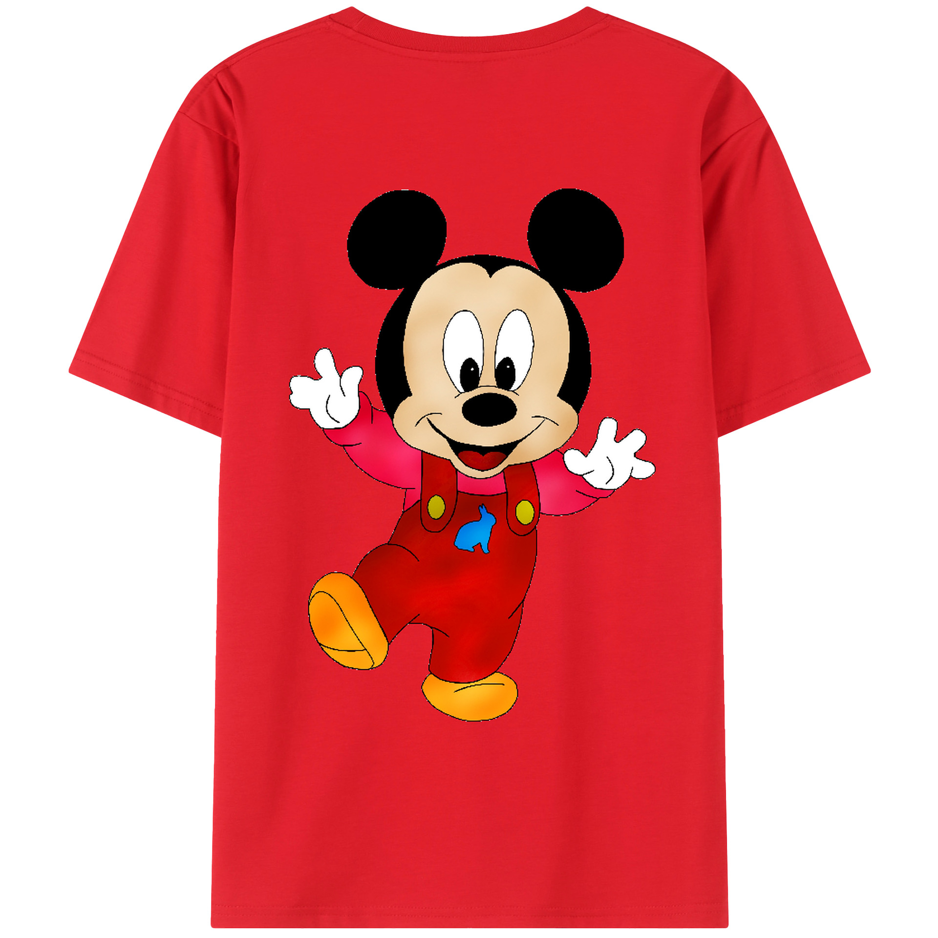 ミッキーマウス Mickey Mouse 綿100％ メンズ半袖Tシャツ（バックプリント） 通気性