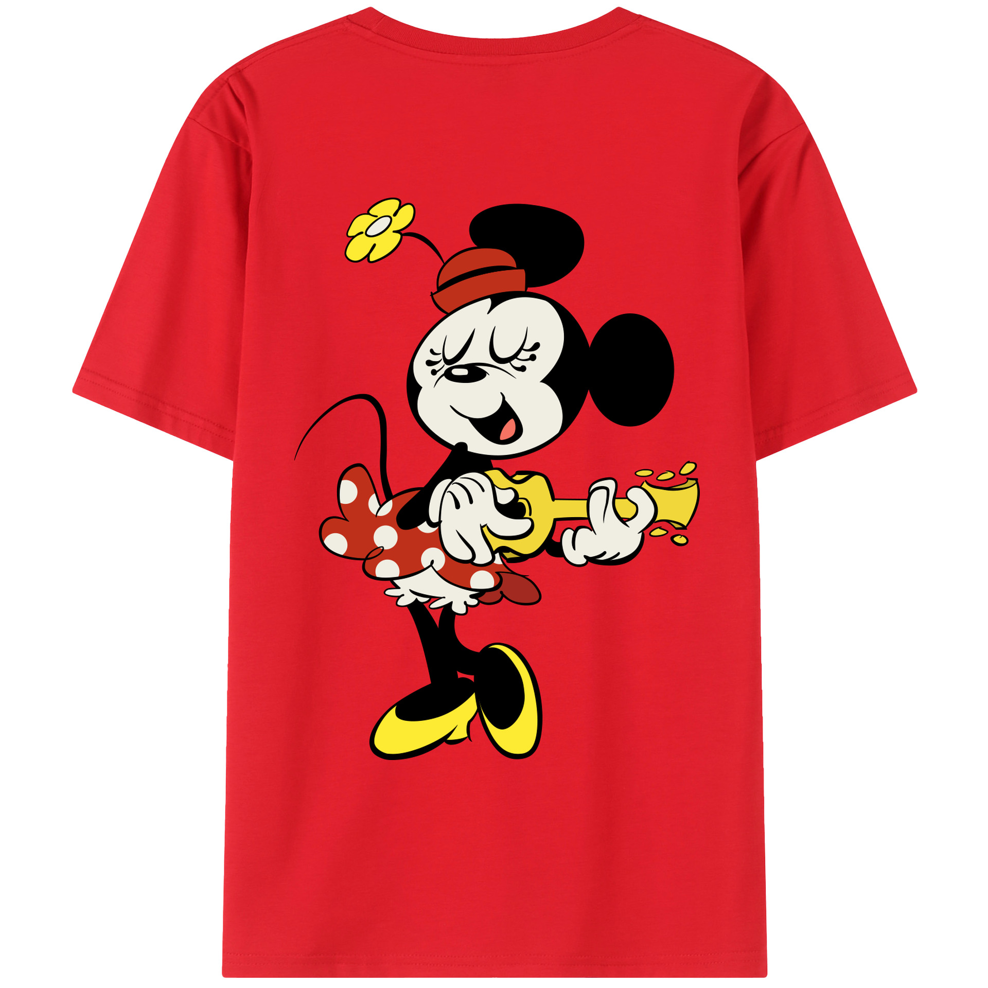 ミッキーマウス Mickey Mouse 綿100％ メンズ半袖Tシャツ（バックプリント） 通気性