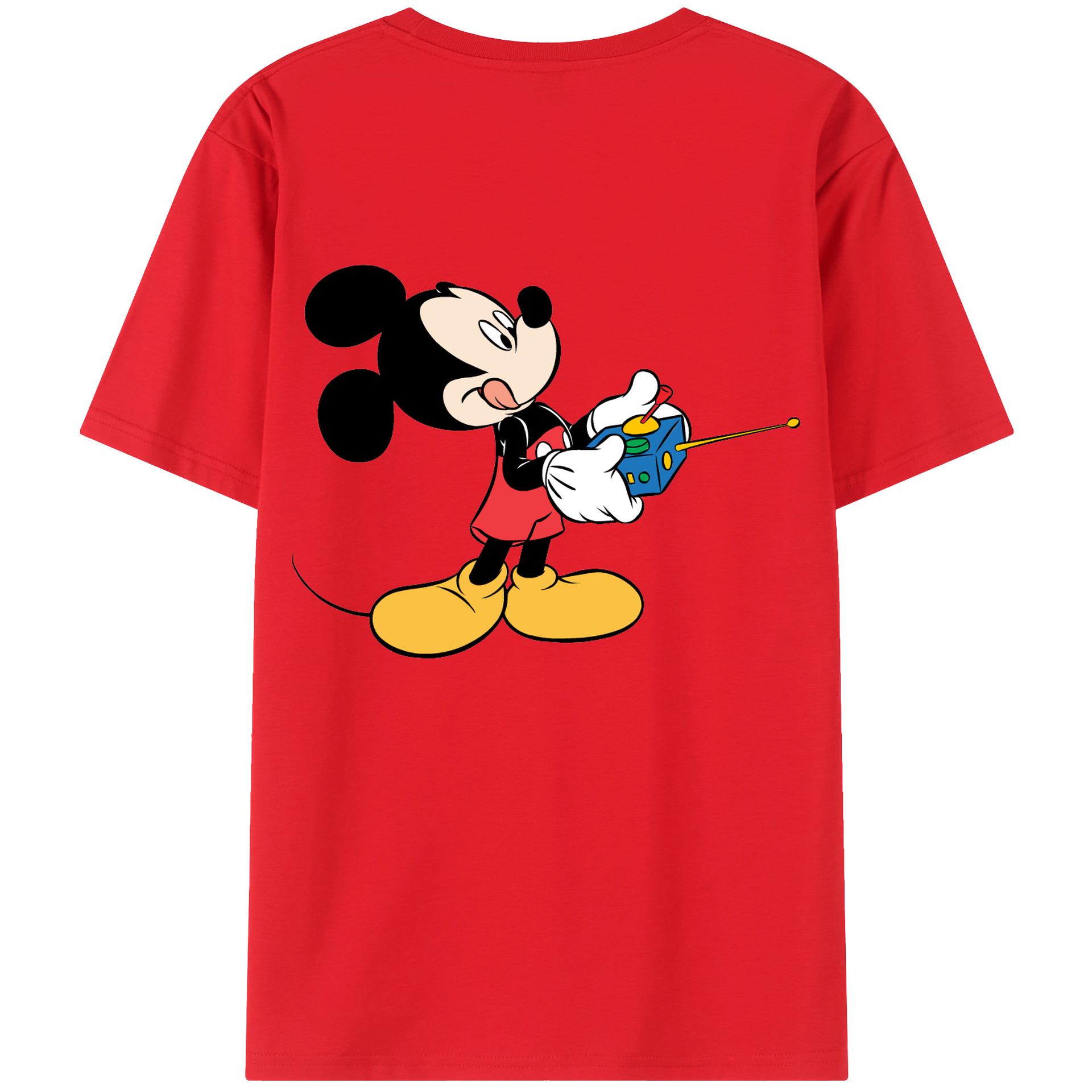 ミッキーマウス Mickey Mouse 綿100％ メンズ半袖Tシャツ（バックプリント） 通気性