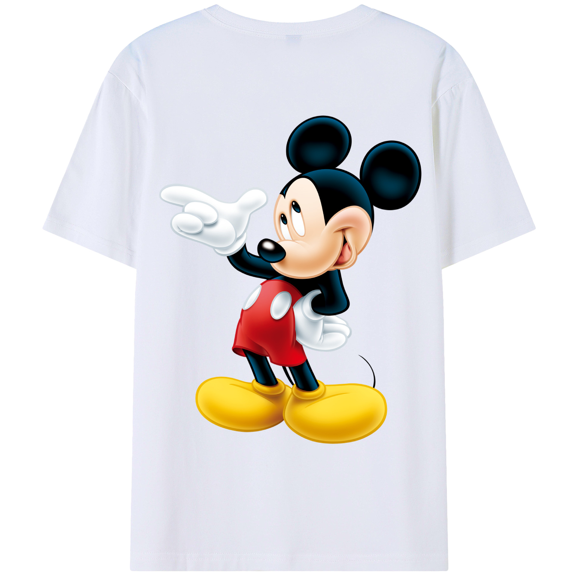 ミッキーマウス Mickey Mouse 綿100％ メンズ半袖Tシャツ（バックプリント） 通気性