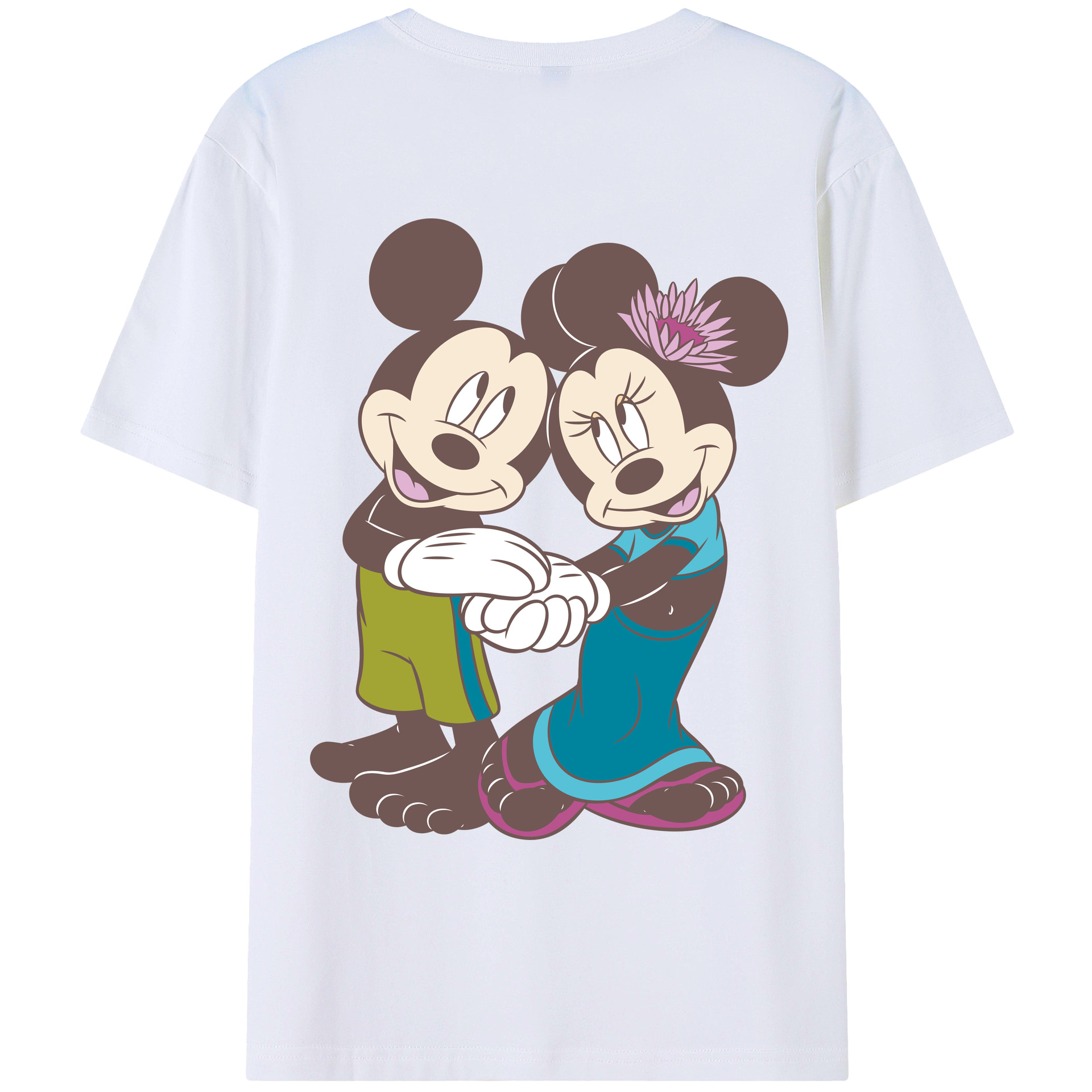 （画像用） ミッキーマウス Mickey Mouse 綿100％ メンズ半袖Tシャツ（バックプリント） 通気性