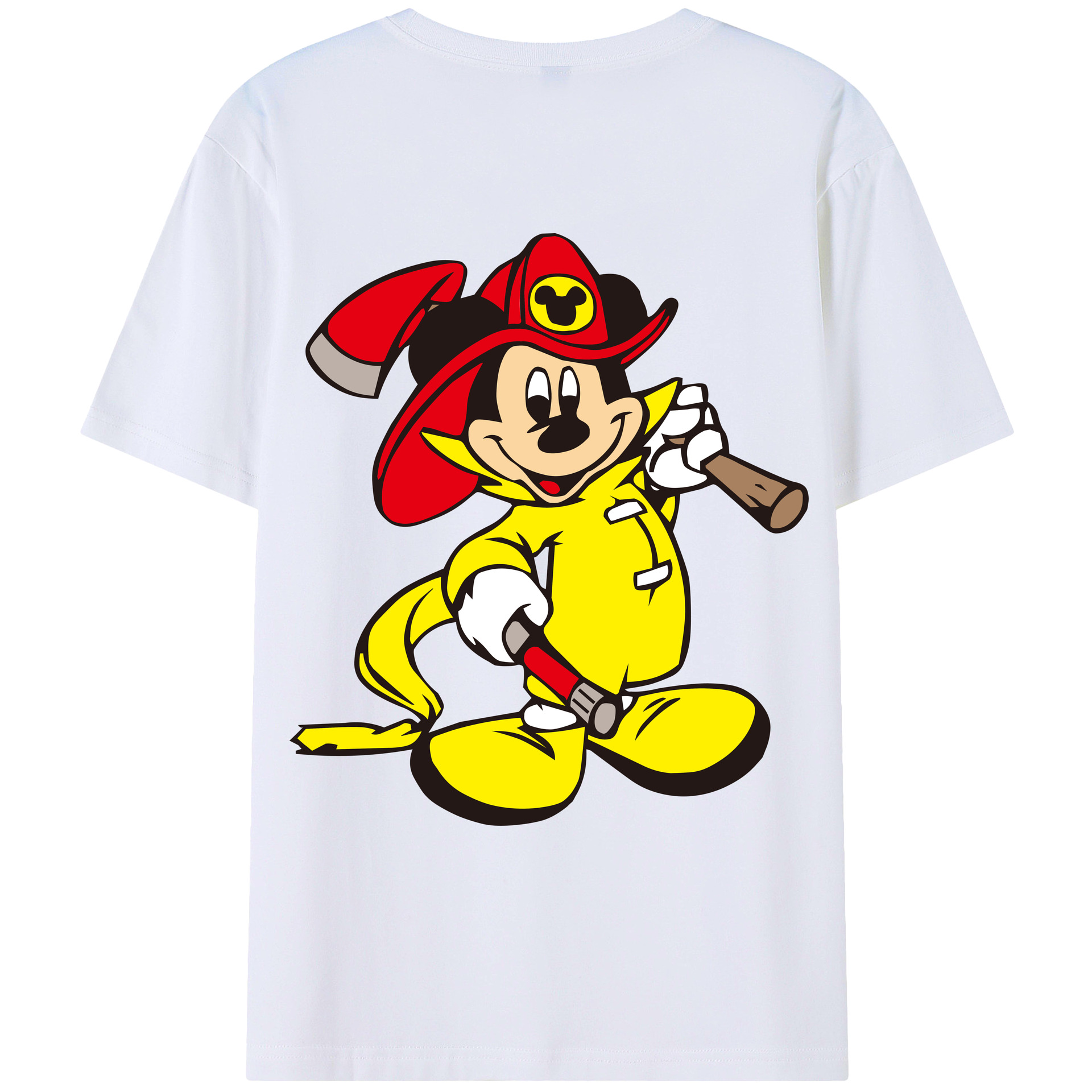 ミッキーマウス Mickey Mouse 綿100％ メンズ半袖Tシャツ（バックプリント） 通気性