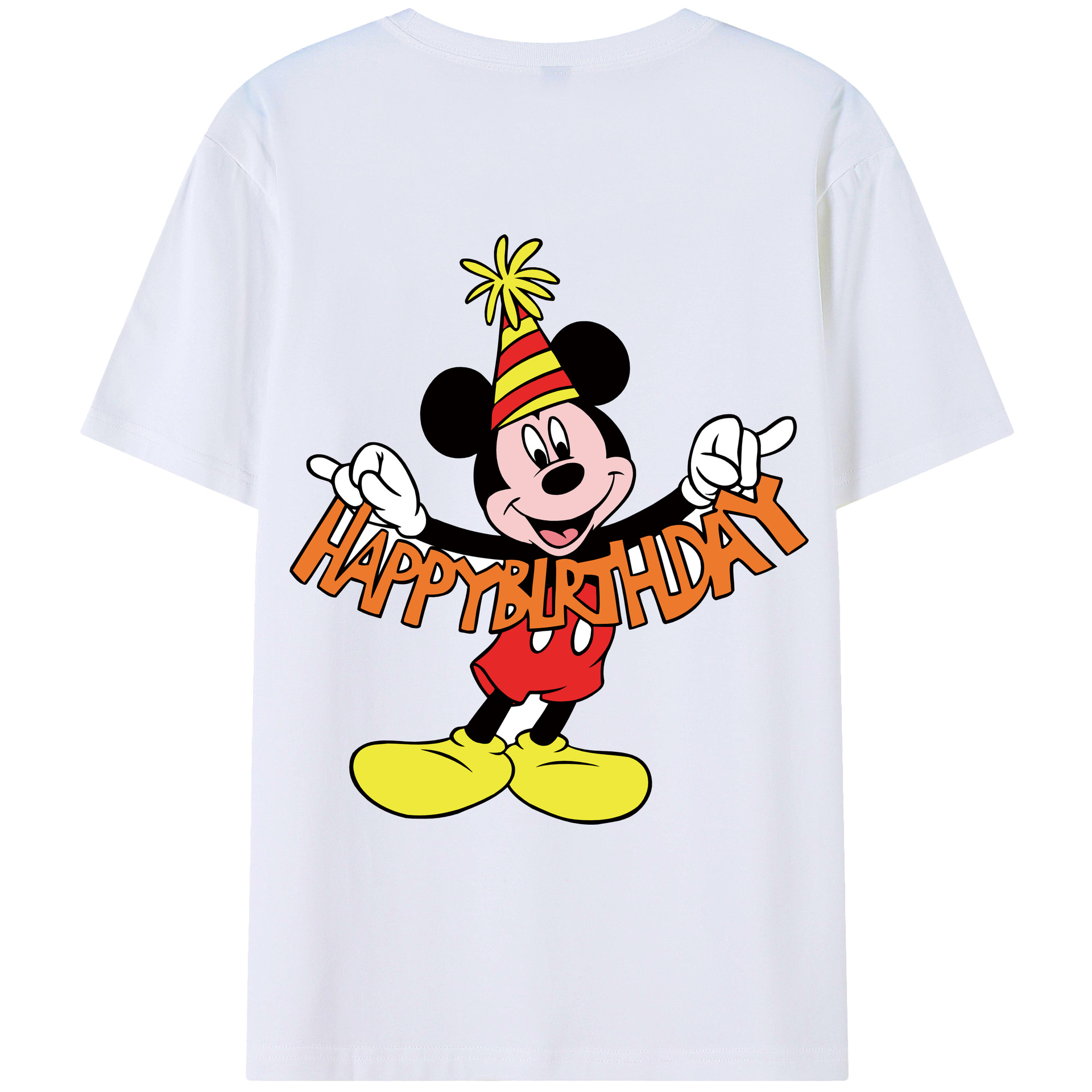 ミッキーマウス Mickey Mouse 綿100％ メンズ半袖Tシャツ（バックプリント） 通気性