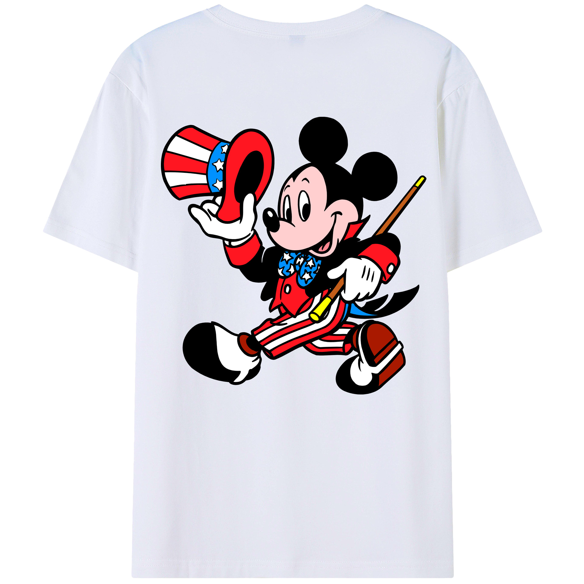 ミッキーマウス Mickey Mouse 綿100％ メンズ半袖Tシャツ（バックプリント） 通気性