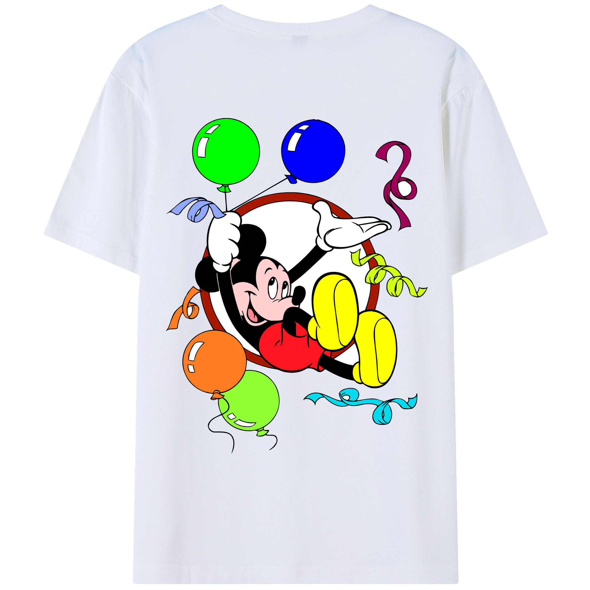ミッキーマウス Mickey Mouse 綿100％ メンズ半袖Tシャツ（バックプリント） 通気性