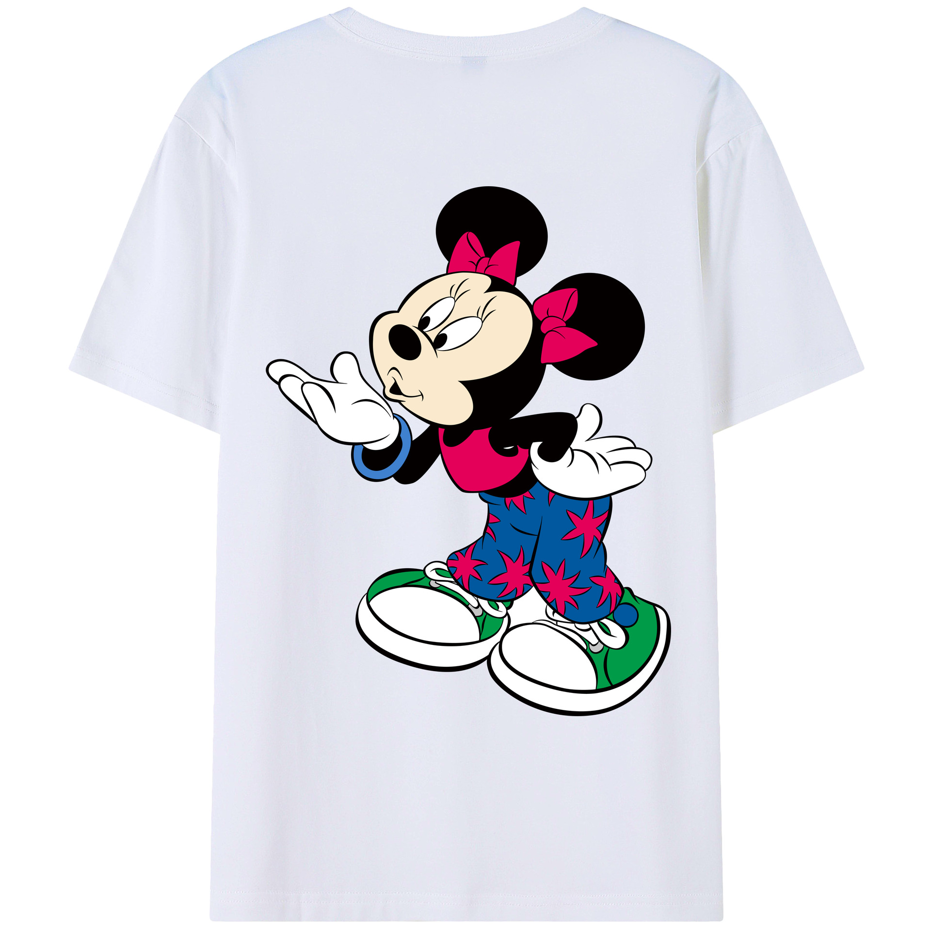 ミッキーマウス Mickey Mouse 綿100％ メンズ半袖Tシャツ（バックプリント） 通気性
