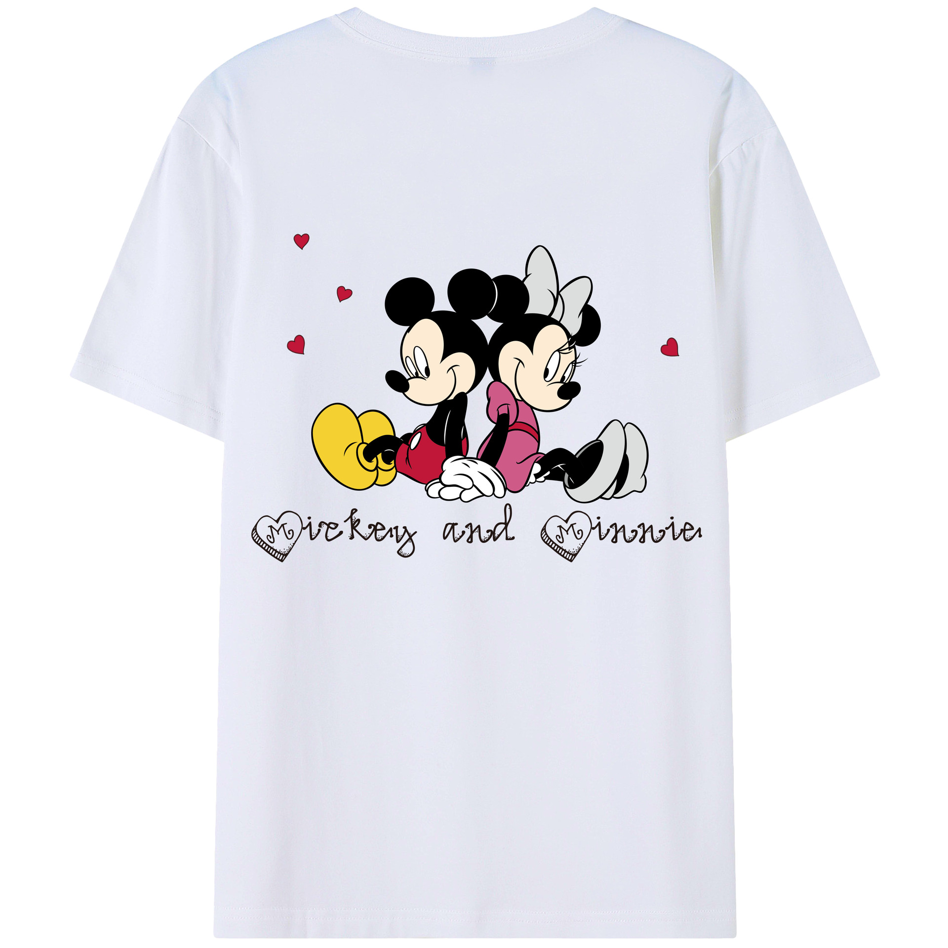 ミッキーマウス Mickey Mouse 綿100％ メンズ半袖Tシャツ（バックプリント） 通気性