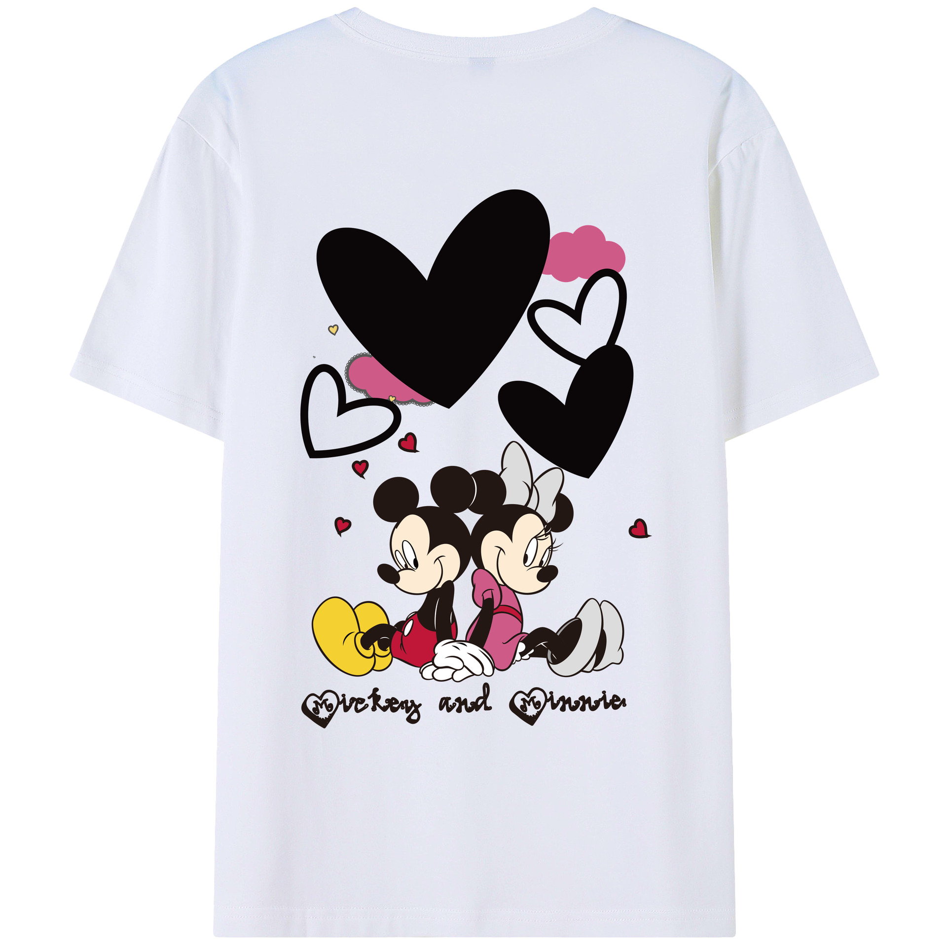 ミッキーマウス Mickey Mouse 綿100％ メンズ半袖Tシャツ（バックプリント） 通気性