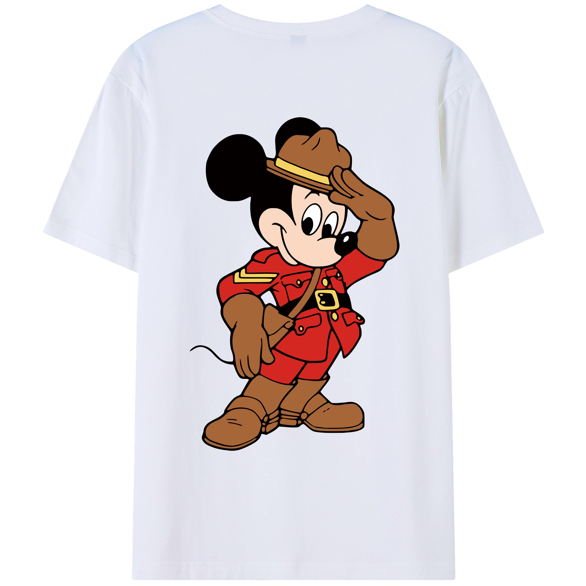 ミッキーマウス Mickey Mouse 綿100％ メンズ半袖Tシャツ（バックプリント） 通気性