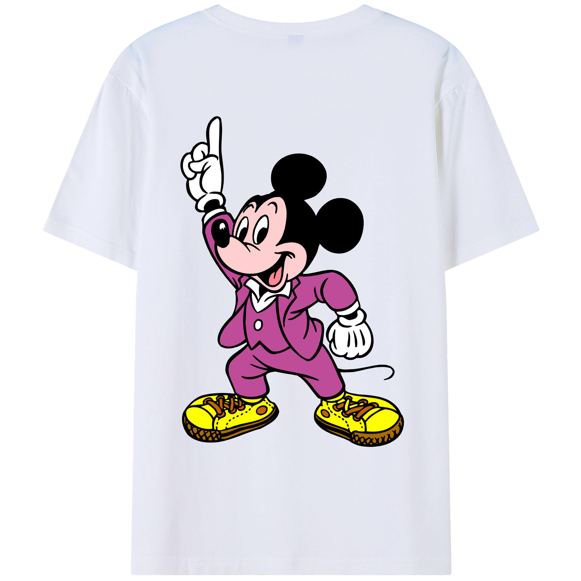 （画像用） ミッキーマウス Mickey Mouse 綿100％ メンズ半袖Tシャツ（バックプリント） 通気性