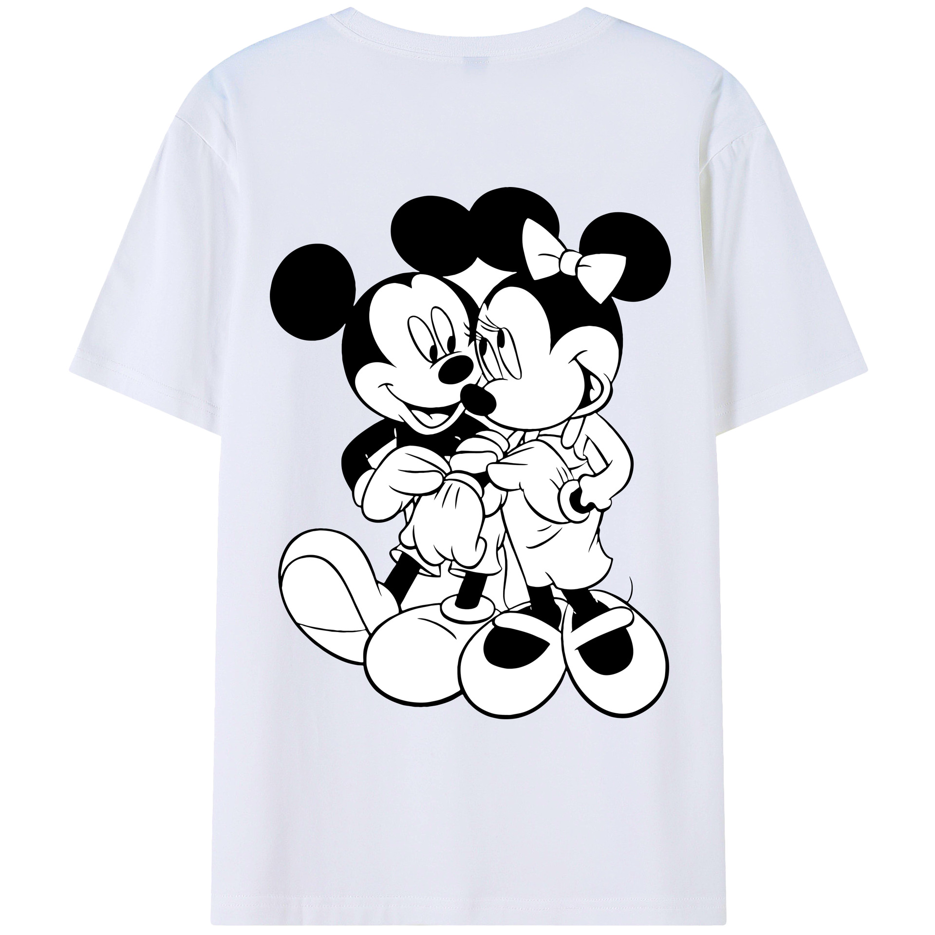 ミッキーマウス Mickey Mouse 綿100％ メンズ半袖Tシャツ（バックプリント） 通気性