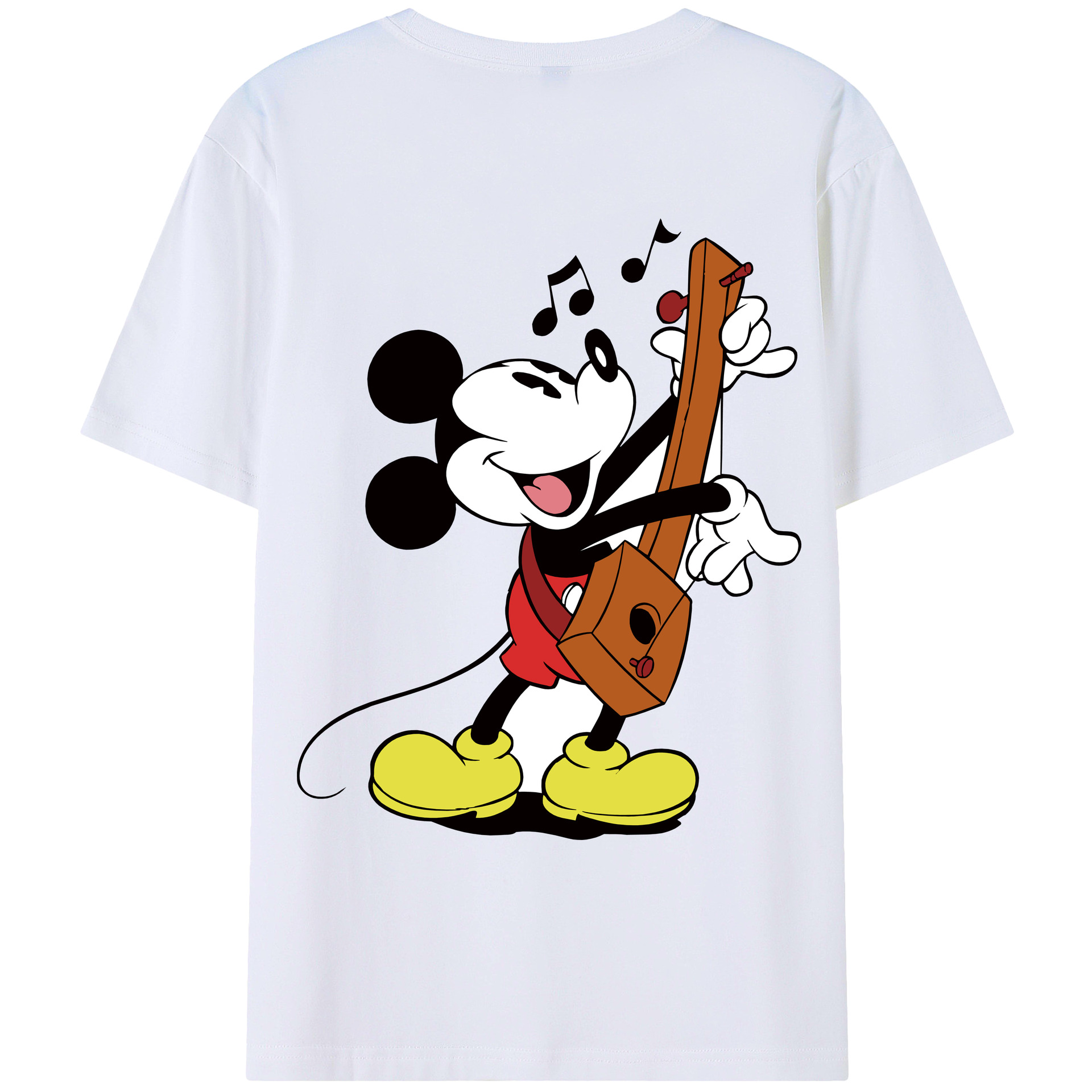 ミッキーマウス Mickey Mouse 綿100％ メンズ半袖Tシャツ（バックプリント） 通気性