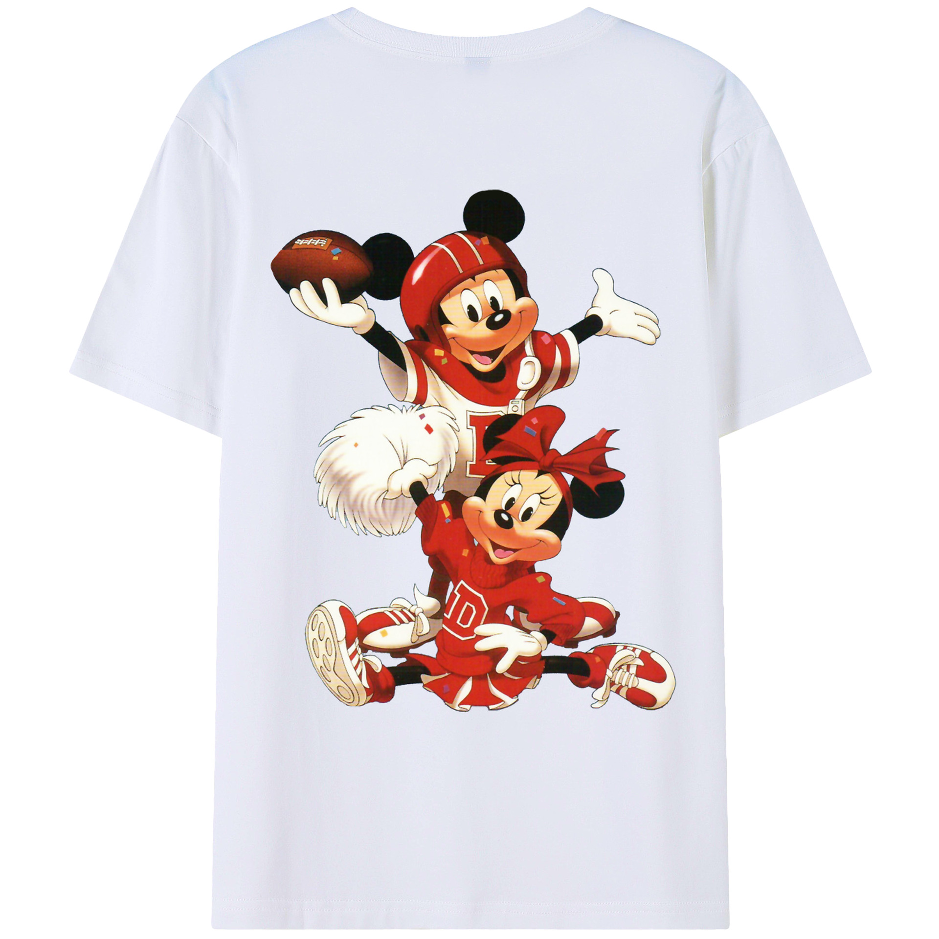 ミッキーマウス Mickey Mouse 綿100％ メンズ半袖Tシャツ（バックプリント） 通気性