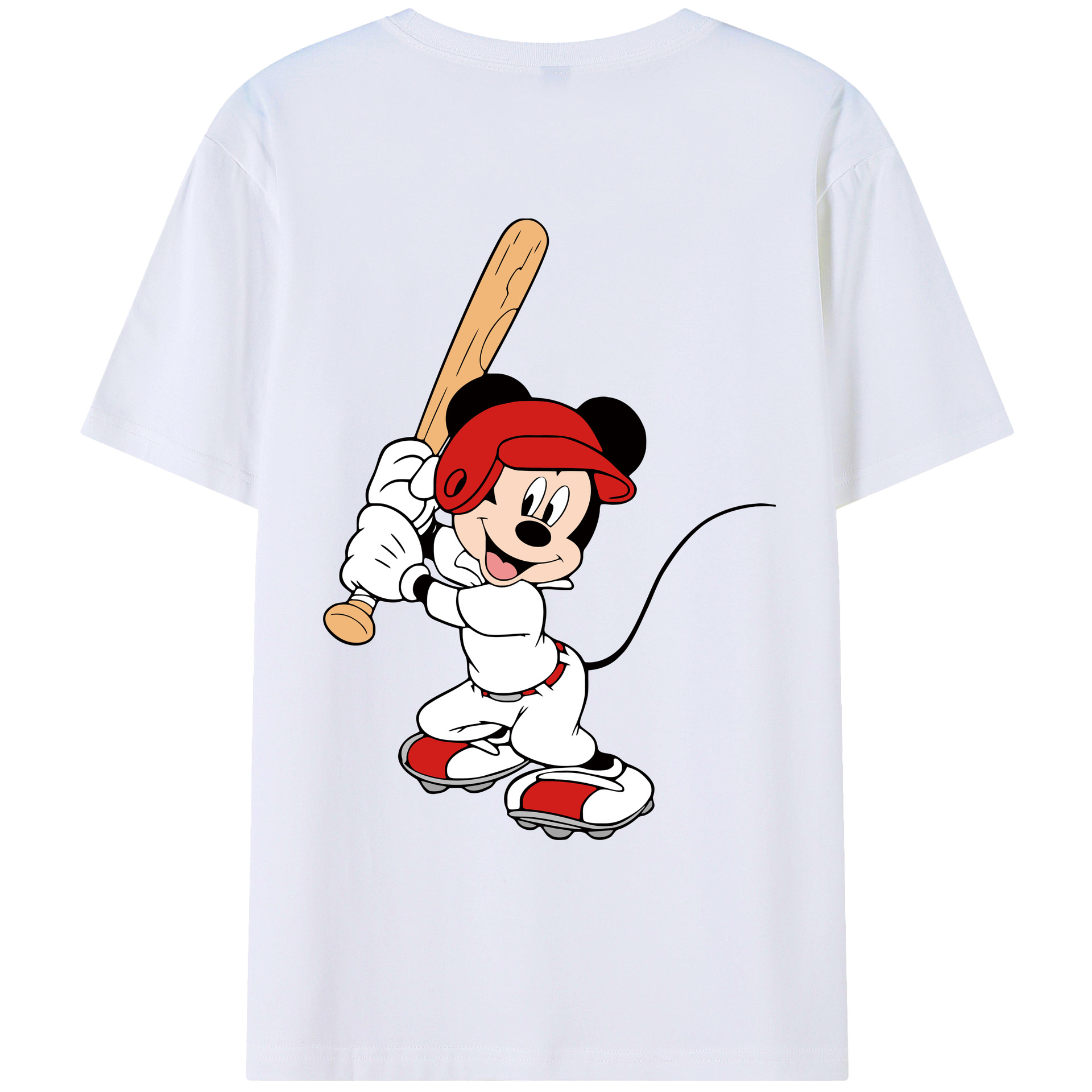 ミッキーマウス Mickey Mouse 綿100％ メンズ半袖Tシャツ（バックプリント） 通気性