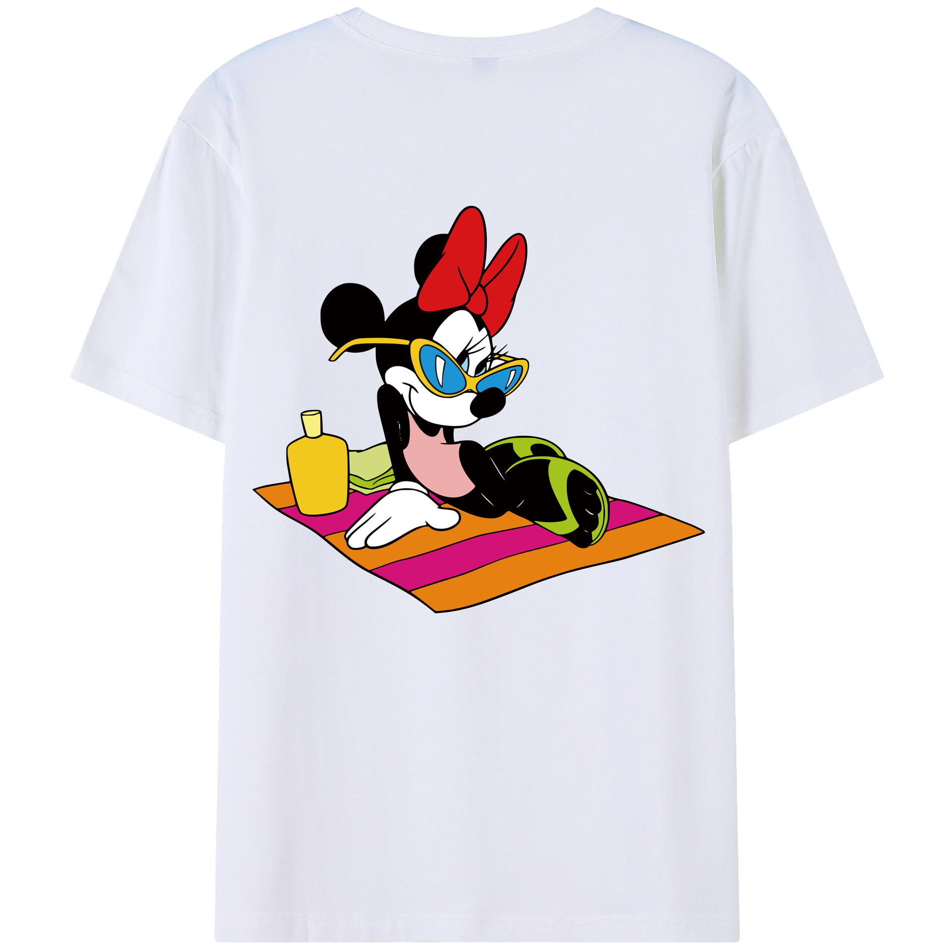 ミッキーマウス Mickey Mouse 綿100％ メンズ半袖Tシャツ（バックプリント） 通気性