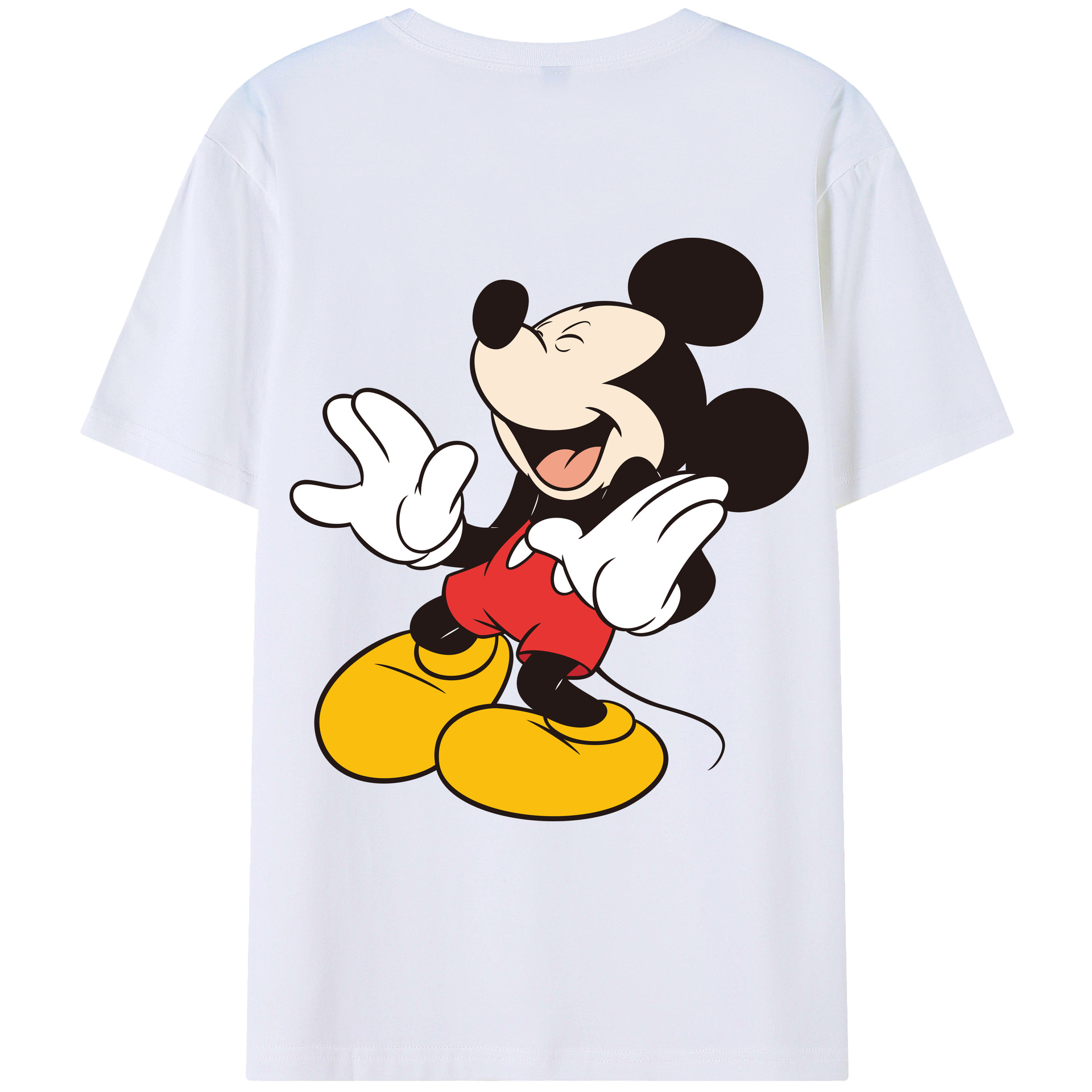 ミッキーマウス Mickey Mouse 綿100％ メンズ半袖Tシャツ（バックプリント） 通気性