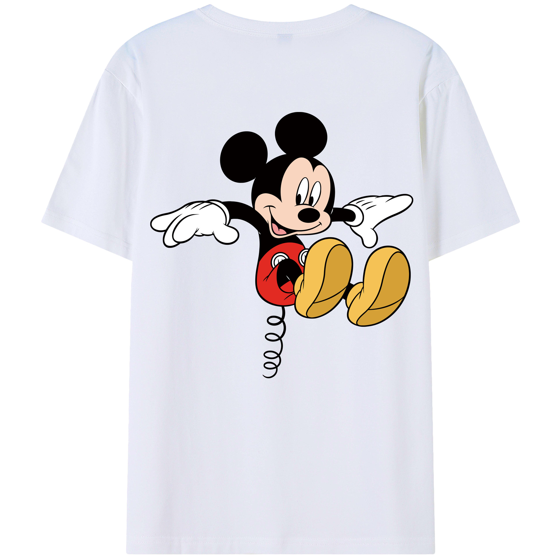 ミッキーマウス Mickey Mouse 綿100％ メンズ半袖Tシャツ（バックプリント） 通気性