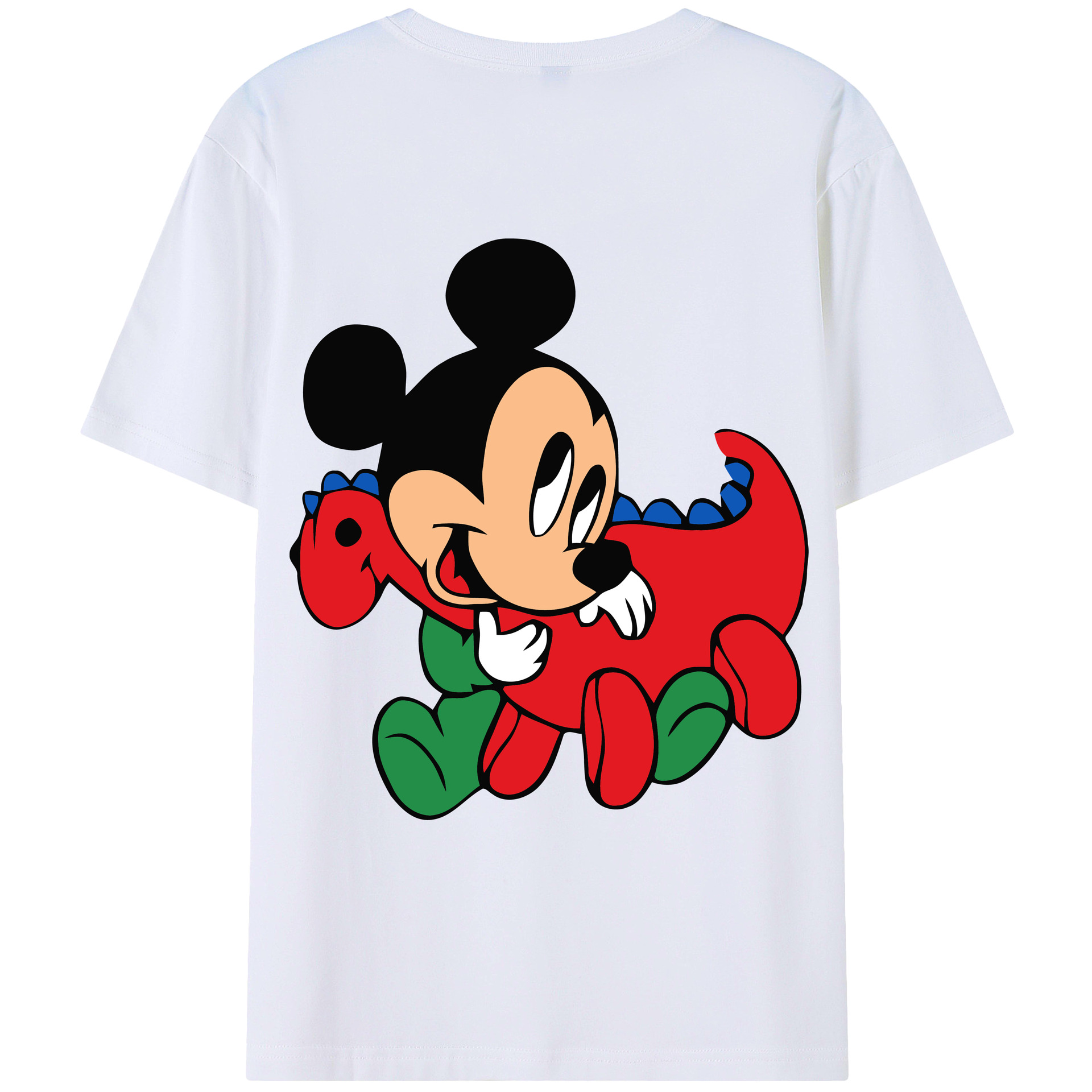 ミッキーマウス Mickey Mouse 綿100％ メンズ半袖Tシャツ（バックプリント） 通気性