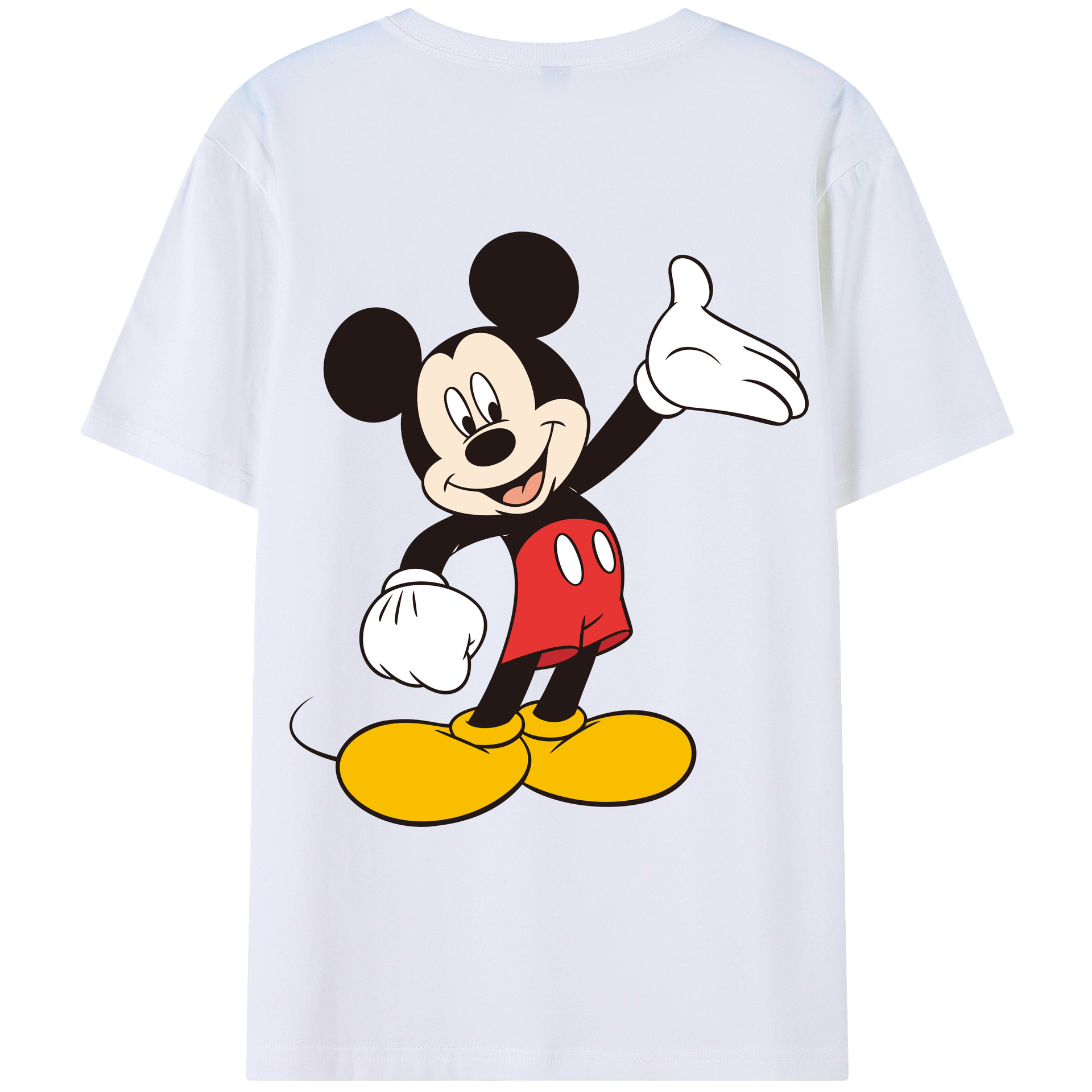 ミッキーマウス Mickey Mouse 綿100％ メンズ半袖Tシャツ（バックプリント） 通気性