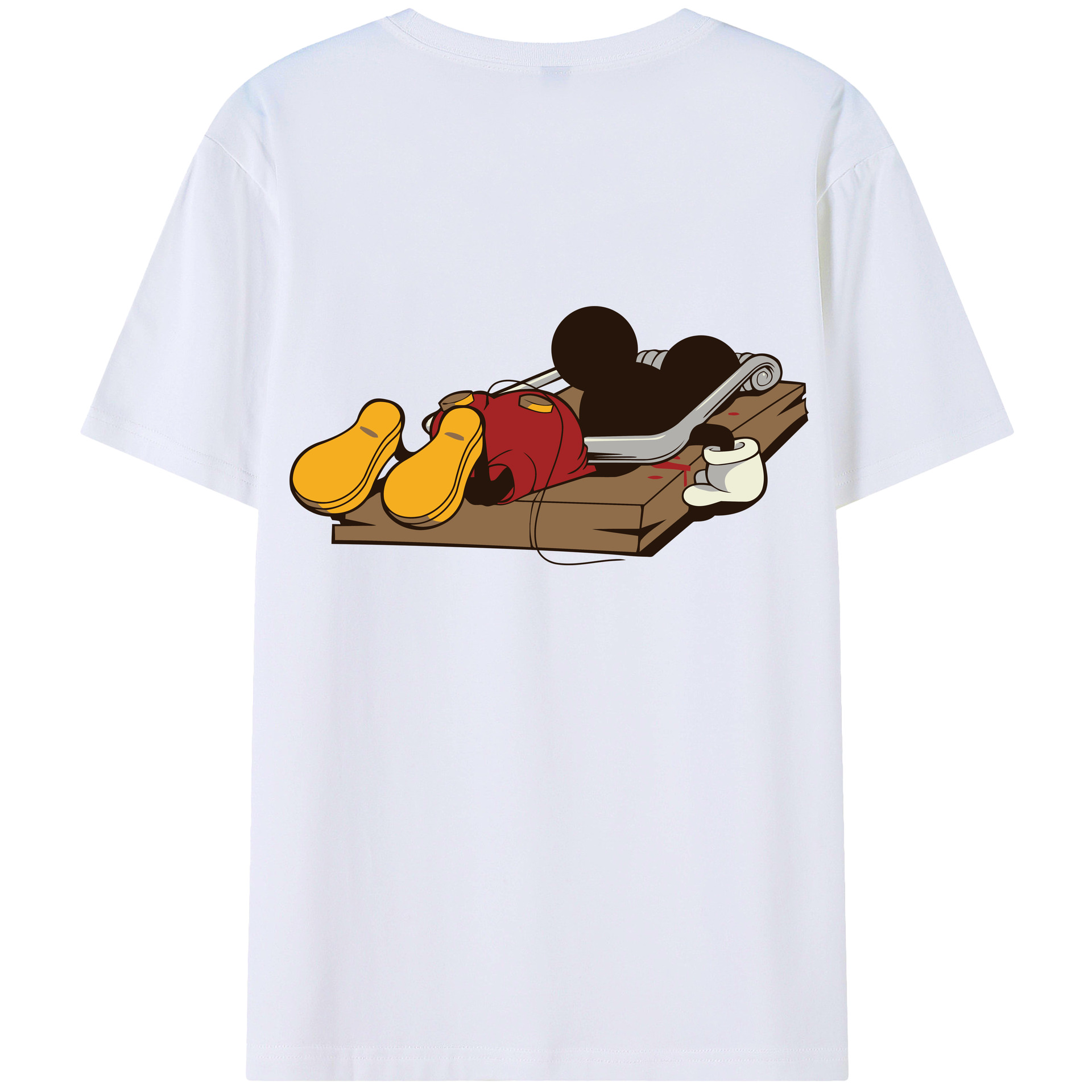 ミッキーマウス Mickey Mouse 綿100％ メンズ半袖Tシャツ（バックプリント） 通気性