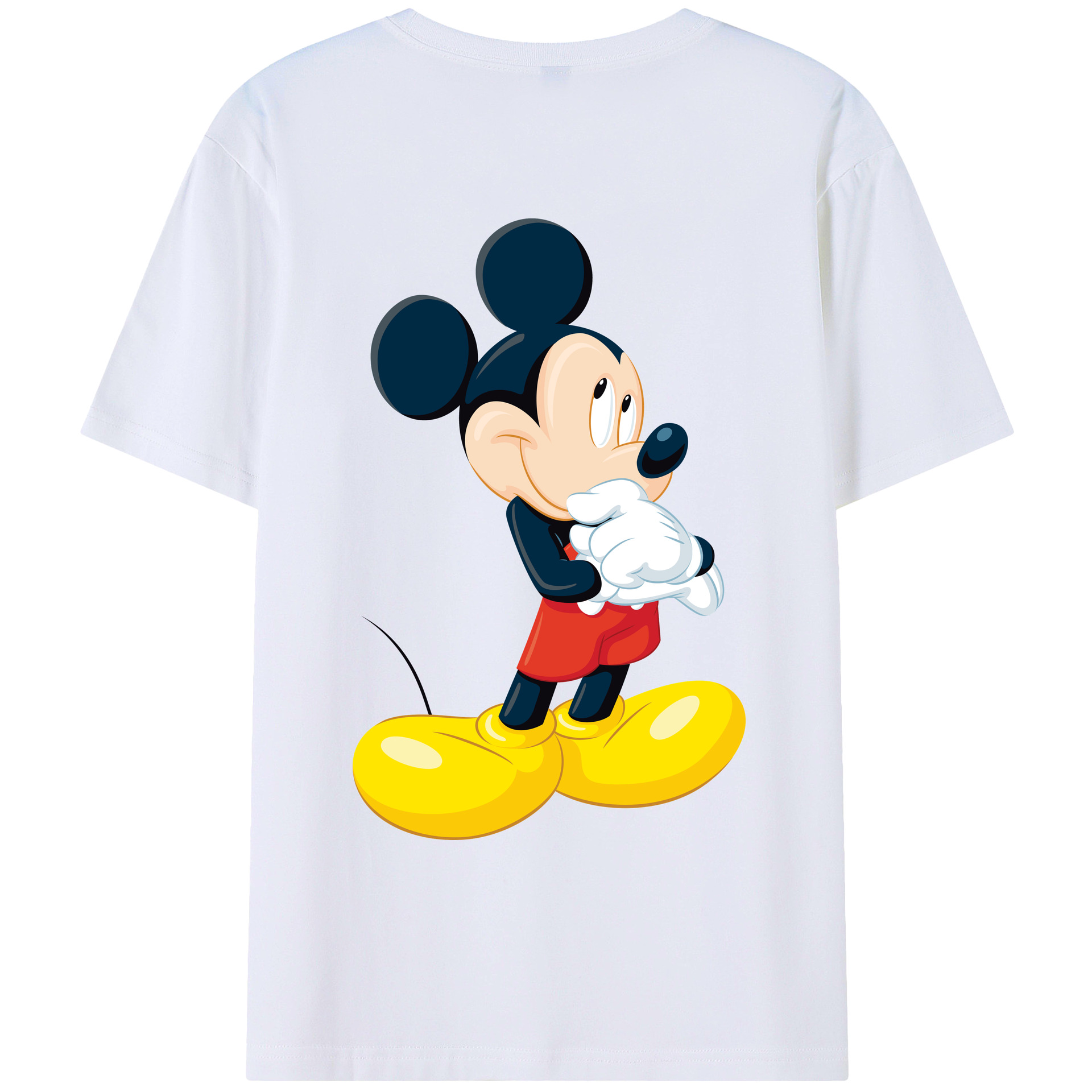 ミッキーマウス Mickey Mouse 綿100％ メンズ半袖Tシャツ（バックプリント） 通気性